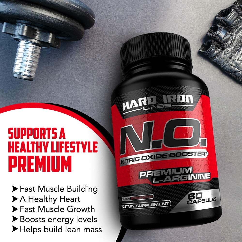 N.O. Nitric Oxide Booster with L-Arginine, L-Citrulline, Beta Alanine, AAKG - Non-GMO, Gluten-Free, Vegan - Pre-Workout Supplement for Muscle Growth, Stamina, Energy, Pumps, Vascularity - 120 Capsules