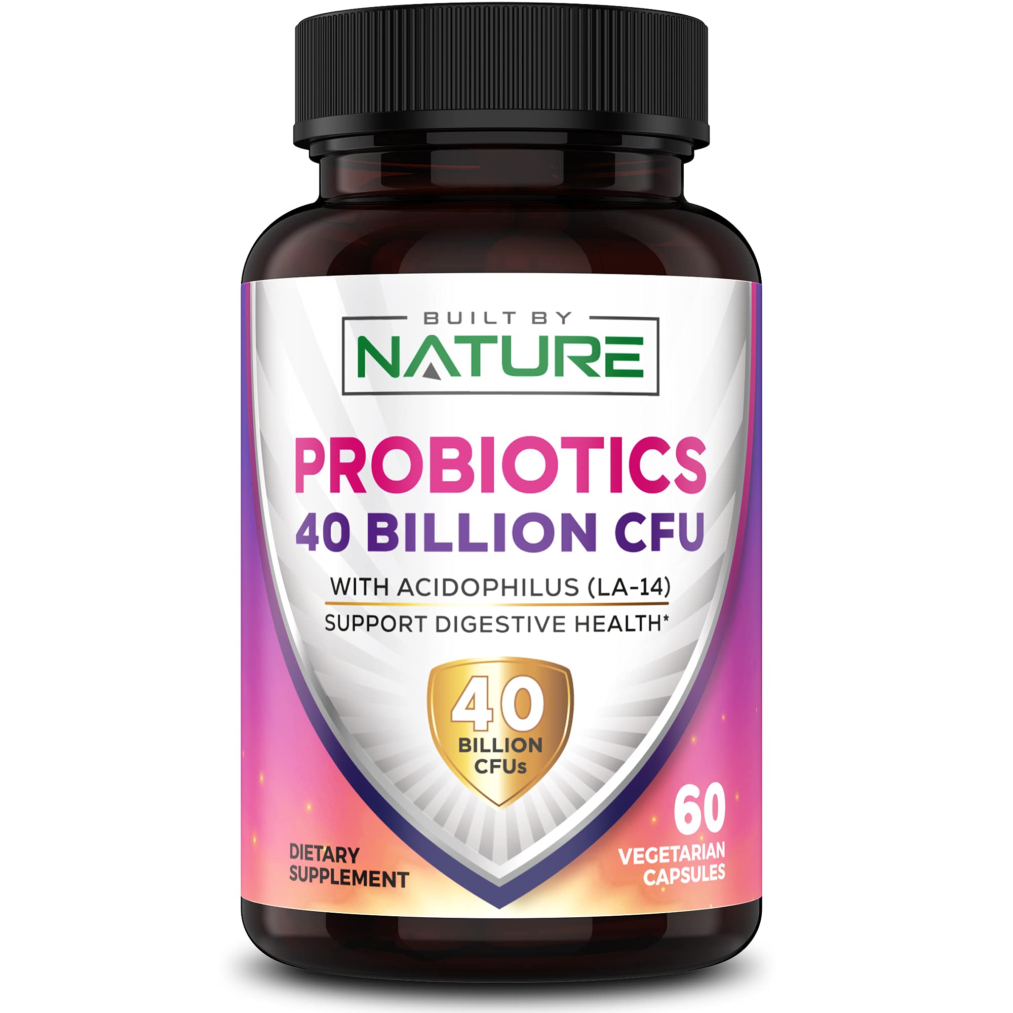 Probiotics 40 Billion CFU - 4 Diverse Strains + Prebiotic - Digestive & Gut Health - Supports Occasional Constipation, Diarrhea, Gas & Bloating - Probiotics For Women & Men - 60 Capsule