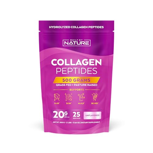 Collagen Peptides Powder - Hydrolyzed Collagen Protein for Women - Platinum Grade with No Odor or Taste, Easy Mixing - Grass Fed, Non-GMO - Hair, Skin, Nails Supplement - Unflavored, 500 Grams