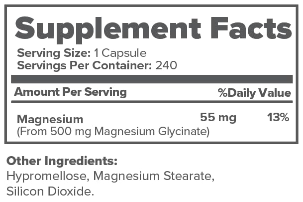 Saver Supplements Magnesium Glycinate 500mg, 240 Capsules