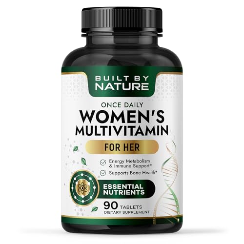 Built by Nature Multivitamin for Women – Daily Womens Multivitamin Supplement with Essential Vitamins & Minerals – Energy, Immunity & Beauty Support – 90 Tablets