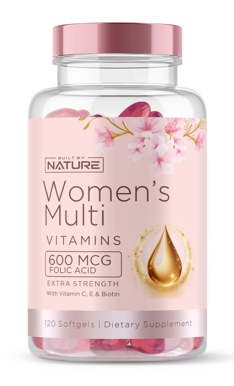 Built by Nature Vitamins for Women – Women's Complete Daily Multivitamin Supplement with A, B, C, D, E, Iron, Calcium, Magnesium and Multi Minerals – Wellness & Immune Health Support