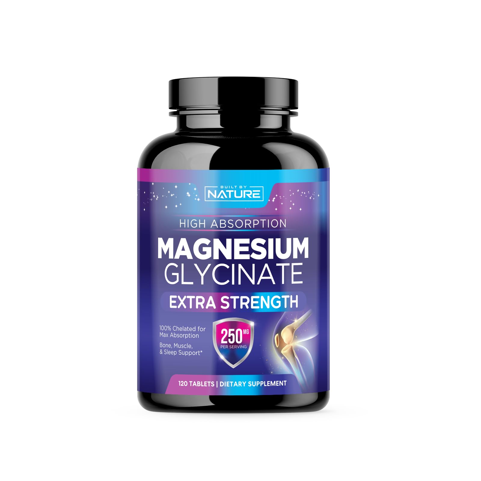 Magnesium Glycinate 250mg - High Absorption Chelated Magnesium Supplement - 100% Pure Magnesium Glycinate - Stress, Sleep, Heart, and Muscle Health Support - Non-GMO, Vegan, Gluten-Free