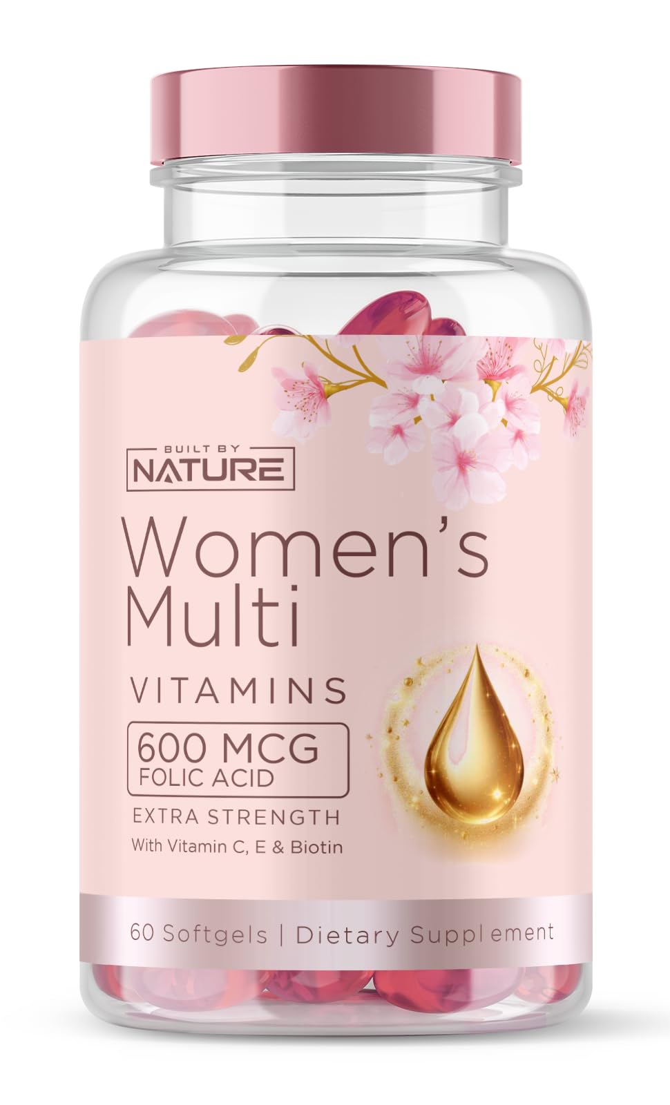 Built by Nature Vitamins for Women – Women's Complete Daily Multivitamin Supplement with A, B, C, D, E, Iron, Calcium, Magnesium and Multi Minerals – Wellness & Immune Health Support