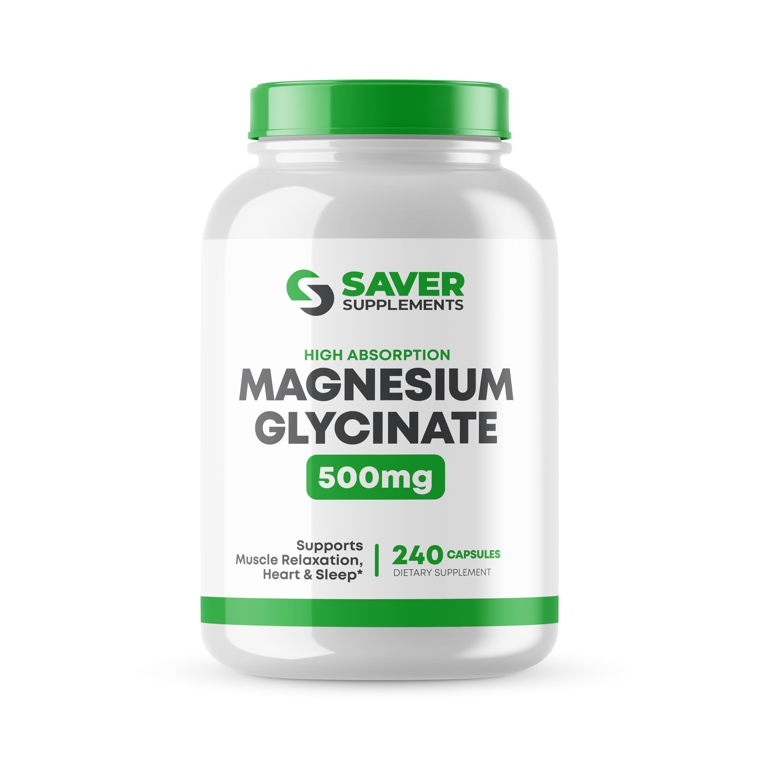 Saver Supplements Magnesium Glycinate 500mg, 240 Capsules