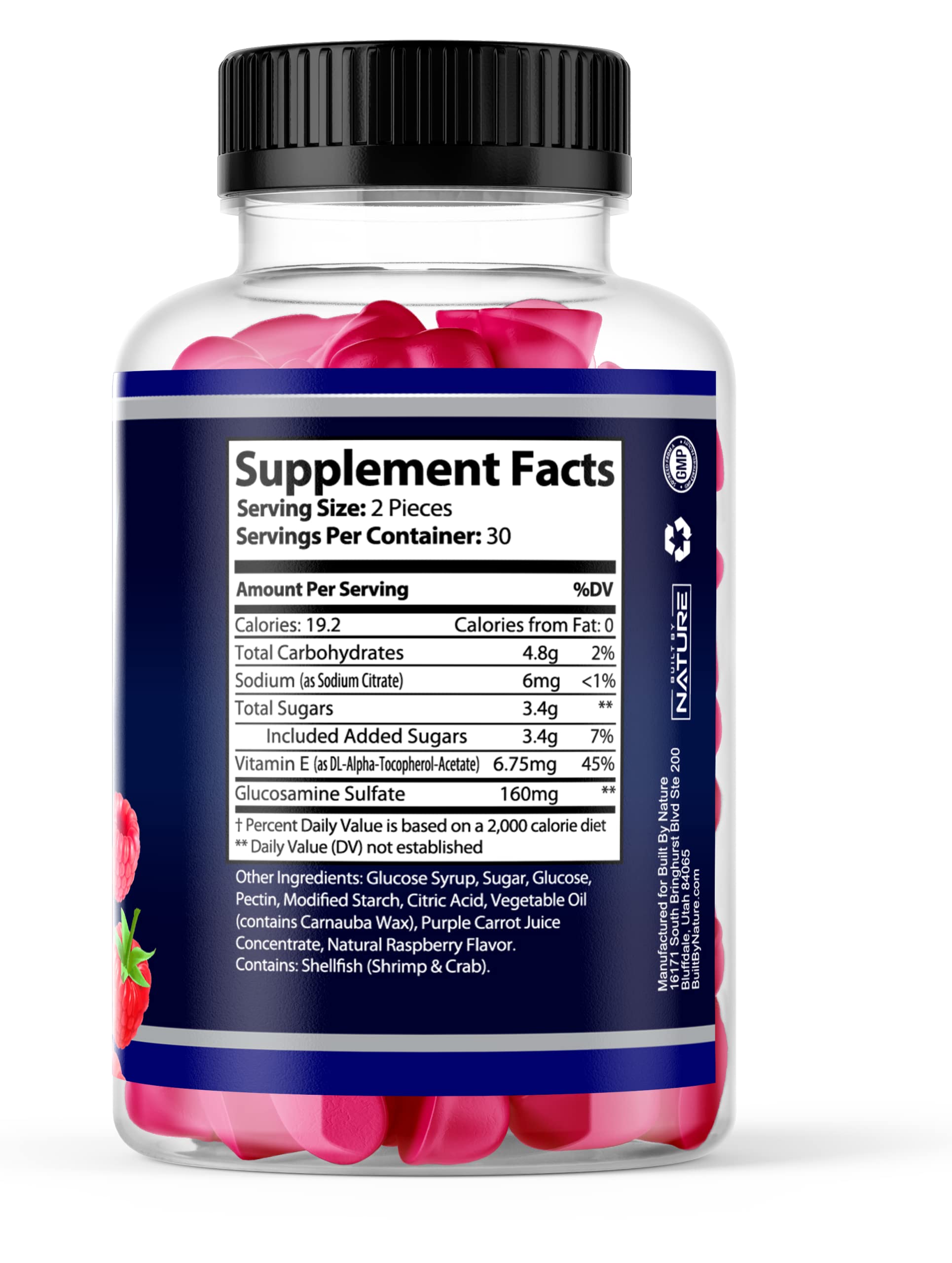 Joint Support Gummies - Advanced Glucosamine Gummy Supplement with Vitamin E, High Potency Antioxidant & Inflammatory Response, Comfort for Back, Knees, Hands, Non GMO, 60 Extended Delivery Gummies