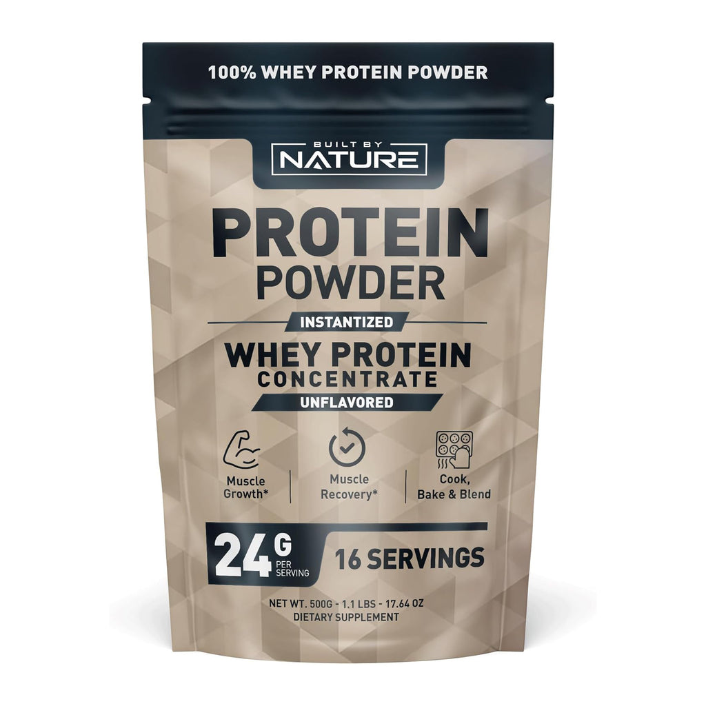 Built by Nature Unflavored Protein Powder - Instantized Whey Protein Concentrate - 1.1 Lb, 16 Servings