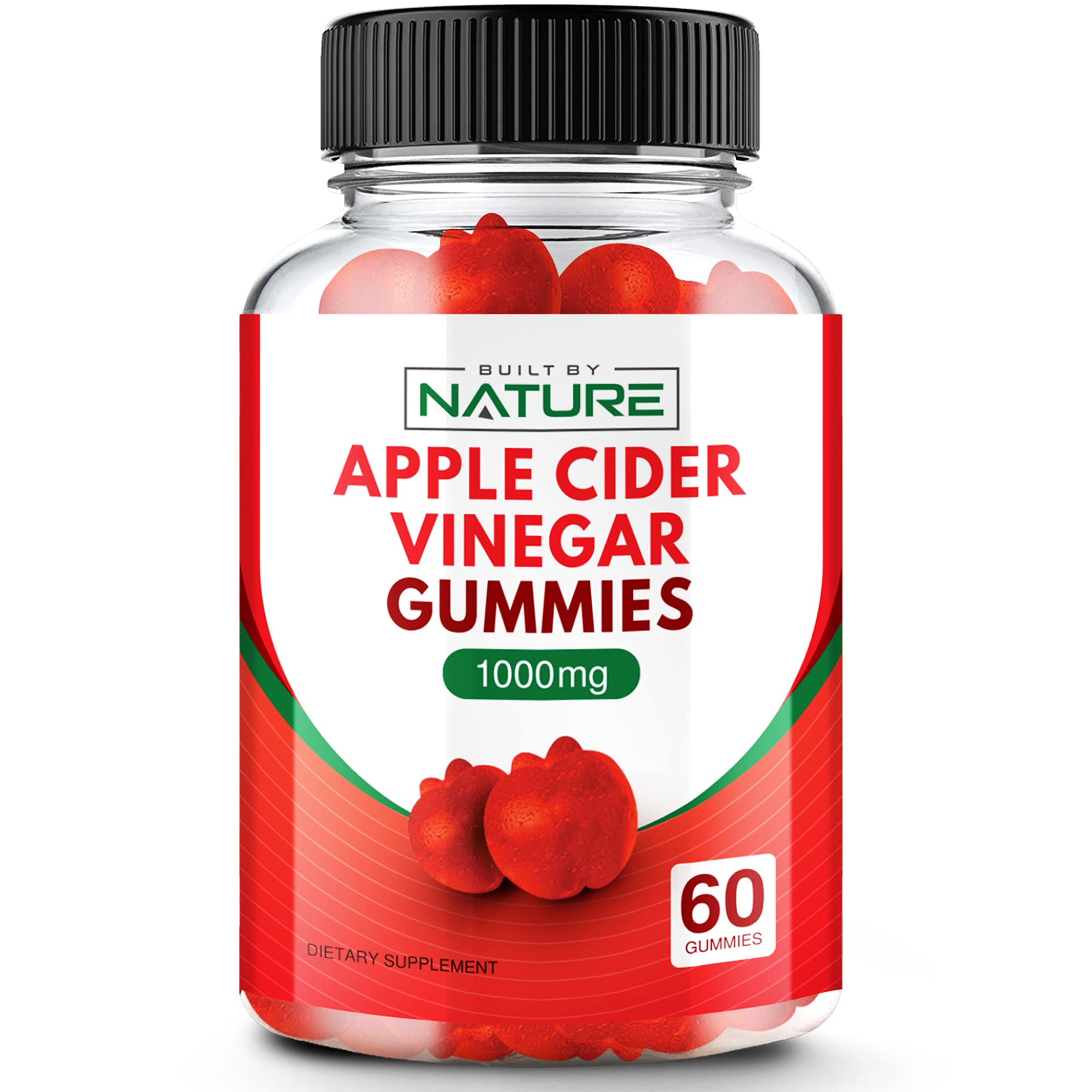 Apple Cider Vinegar Gummies 1000mg - Vitamin B12, Beetroot, Pomegranate, Natural Digestion, Detox, Weight Management & Immune Health - Raw ACV with The Mother, Vegan, Non-GMO, Gluten-Free, 60 Gummies