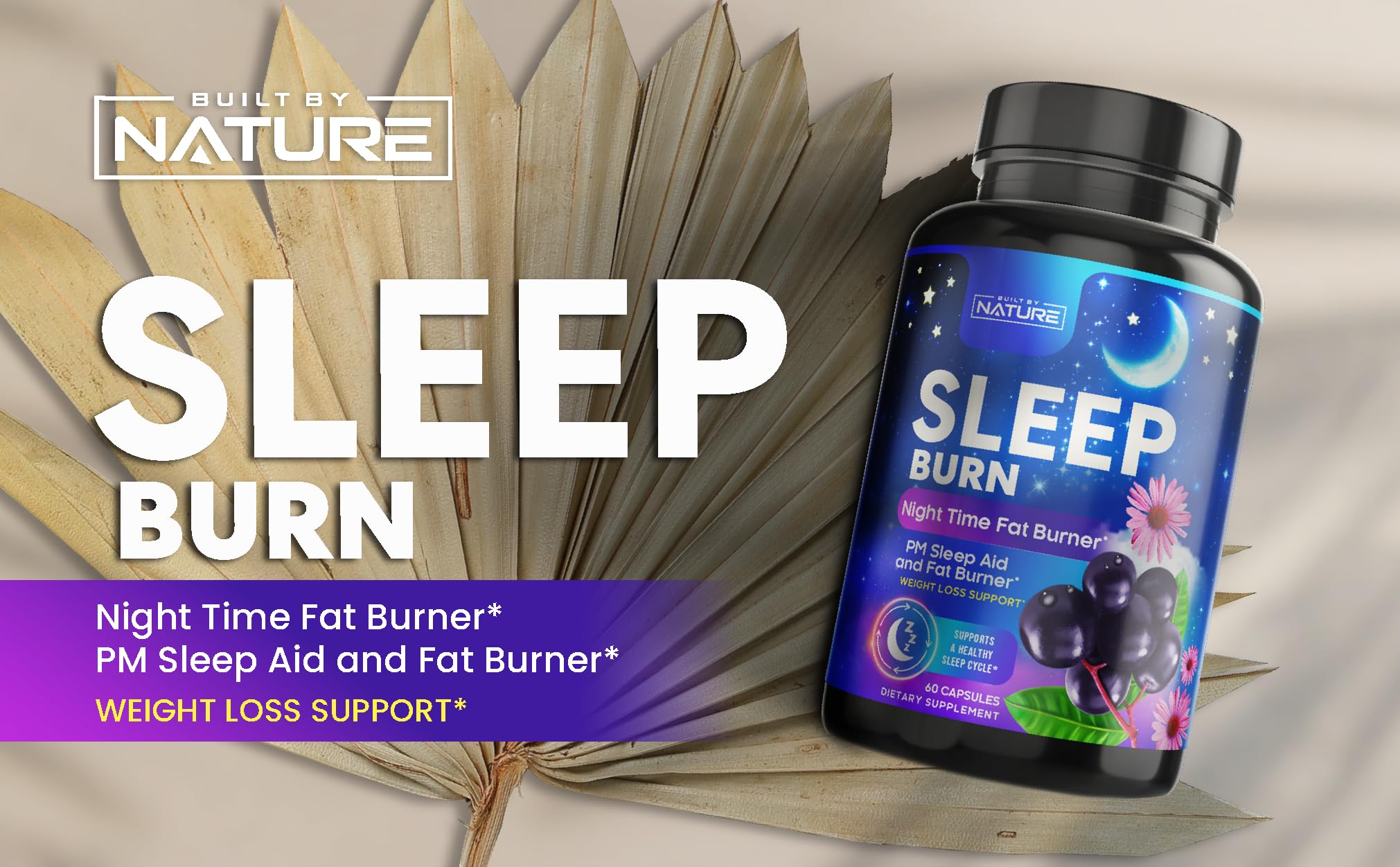 Night Time Fat Burner - Sleep Burn Fast Weight Loss, Appetite Suppressant, Metabolism Booster and Sleep Support - Carb Blocker and Belly Fat Reducer - Green Coffee Bean, Ashwagandha - 60 Capsules