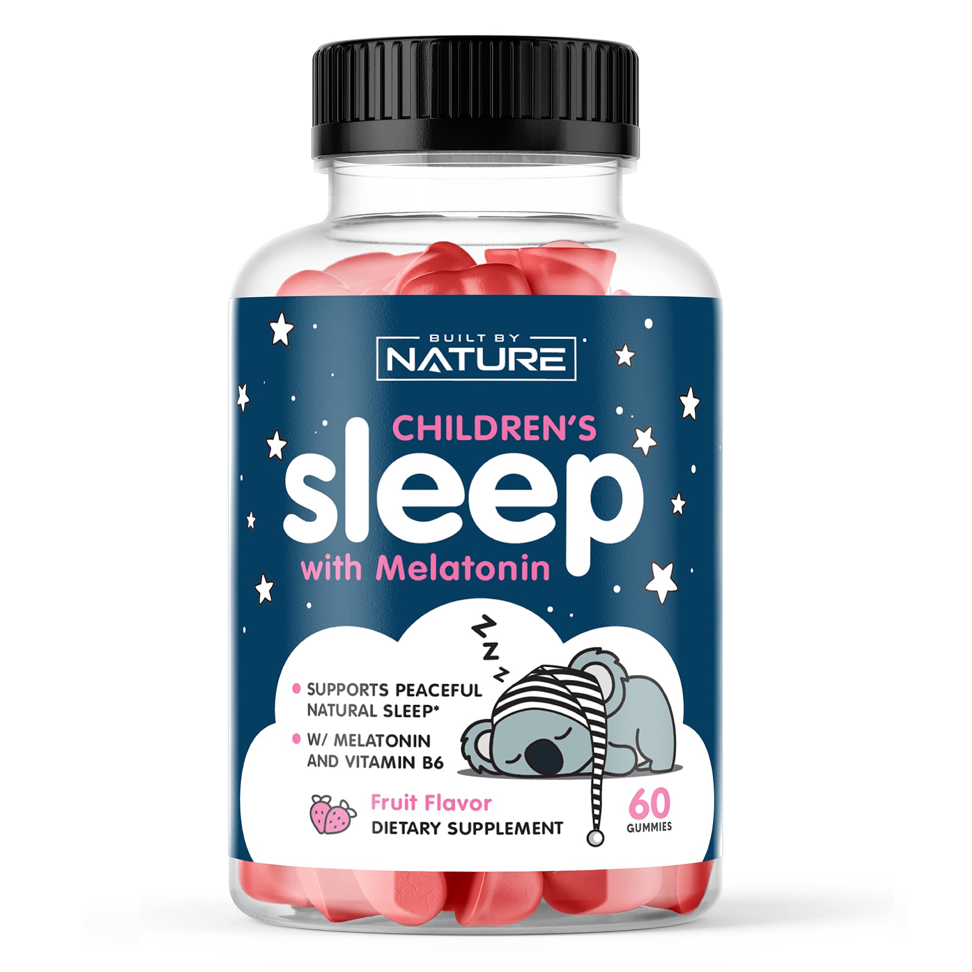 Kids Melatonin Sleep Gummies, Fast Dissolving, Helps You Fall Asleep Faster & Stay Asleep Longer, 100% Drug Free, Supports Relaxation, Fruit Flavor, Vegetarian, Non-GMO, Gluten Free, 60 Count