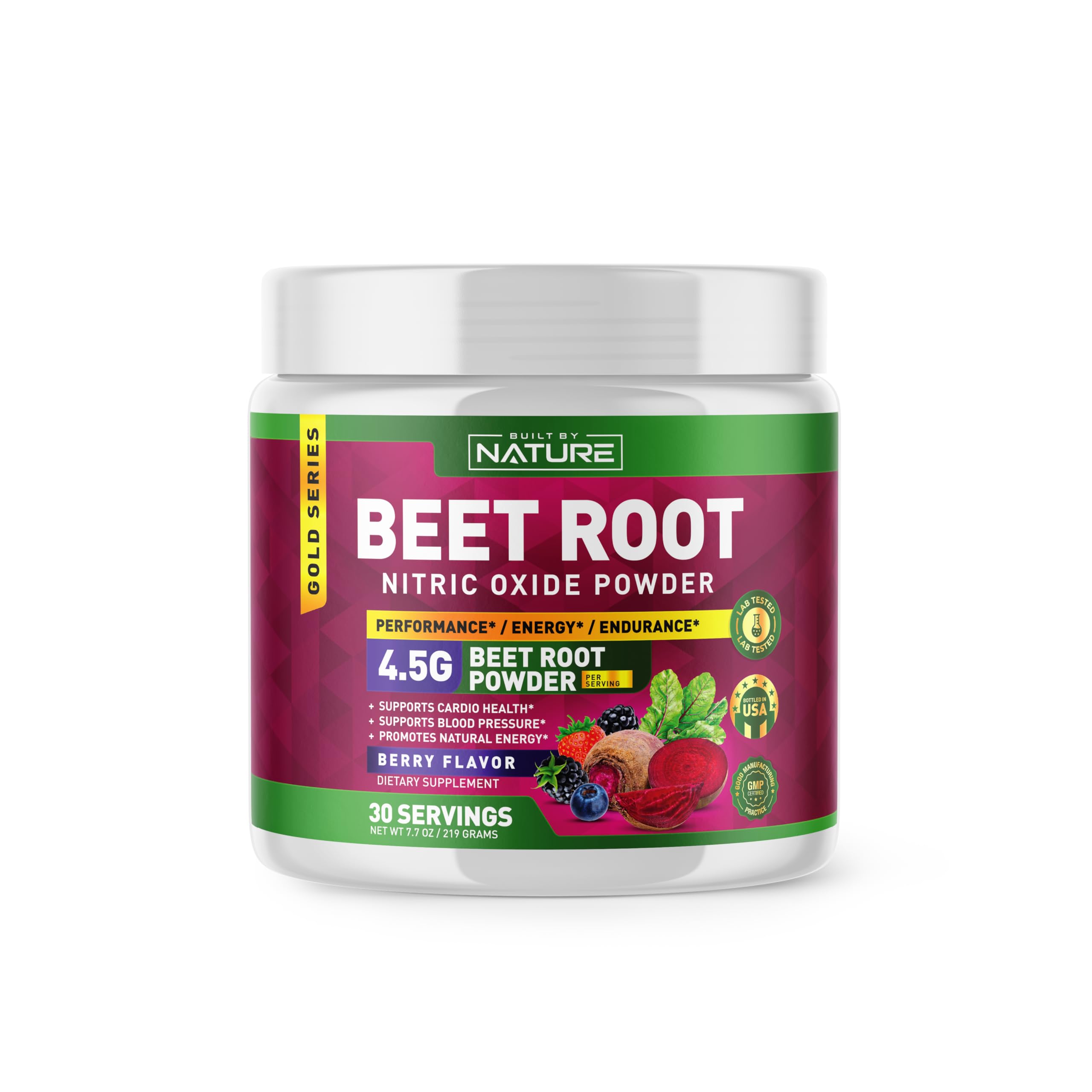 Beet Root Nitric Oxide Powder Supplement - Organic Beetroot Super Food Performance Booster for Circulation, Energy, Stamina, Blood Flow and Heart Health - Vegan, Non-GMO - Berry Flavor - 30 Servings