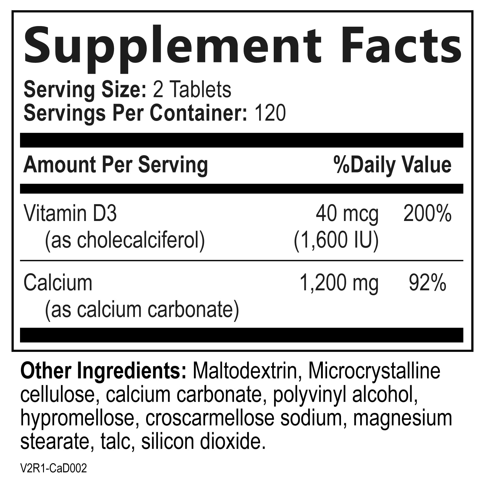 Calcium 1200mg with Vitamin D3 for Best Absorption - Advanced Bone Support Supplement, 1200 mg Calcium Carbonate & 1600 IU Vitamin D3