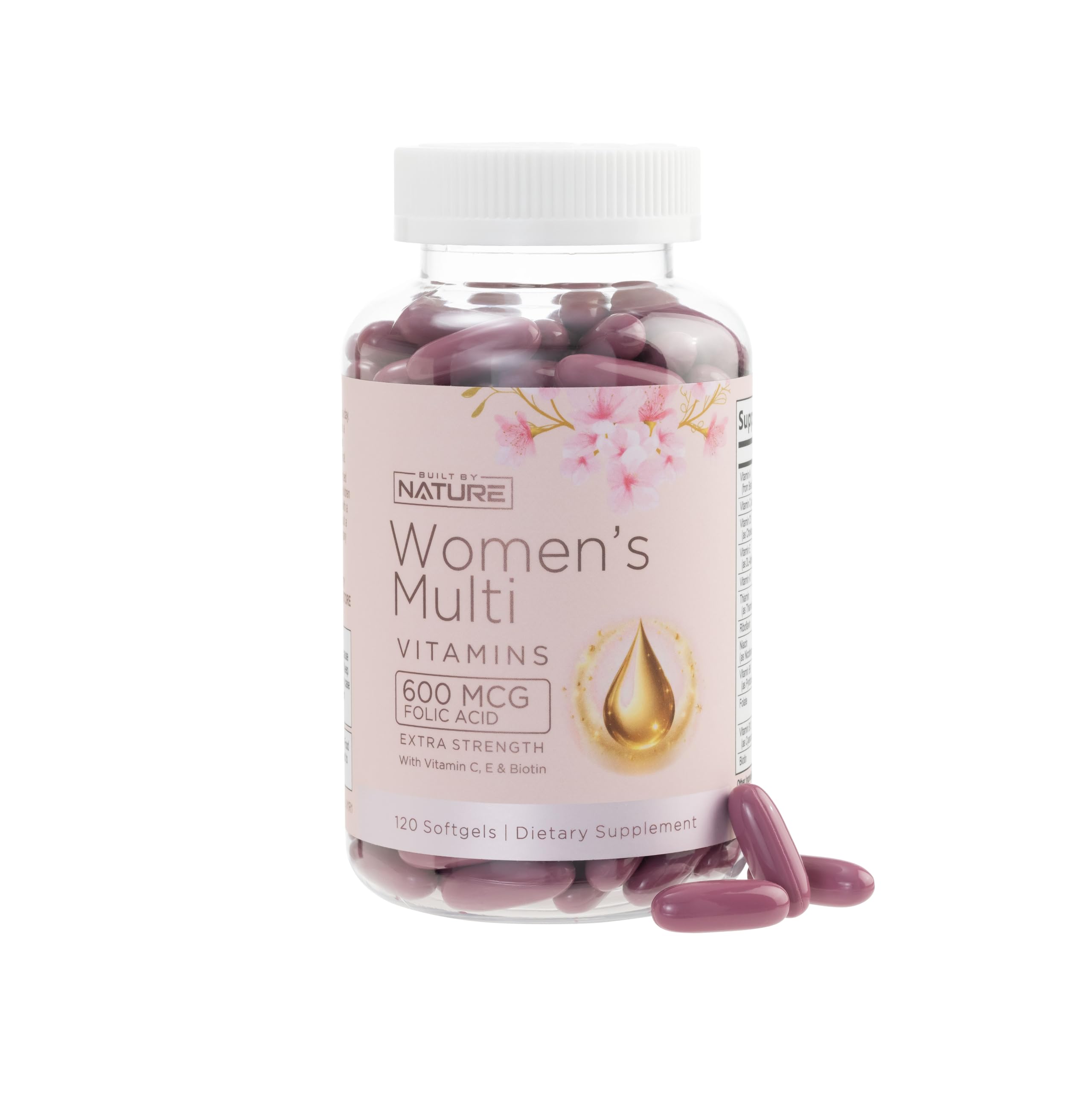 Built by Nature Vitamins for Women – Women's Complete Daily Multivitamin Supplement with A, B, C, D, E, Iron, Calcium, Magnesium and Multi Minerals – Wellness & Immune Health Support