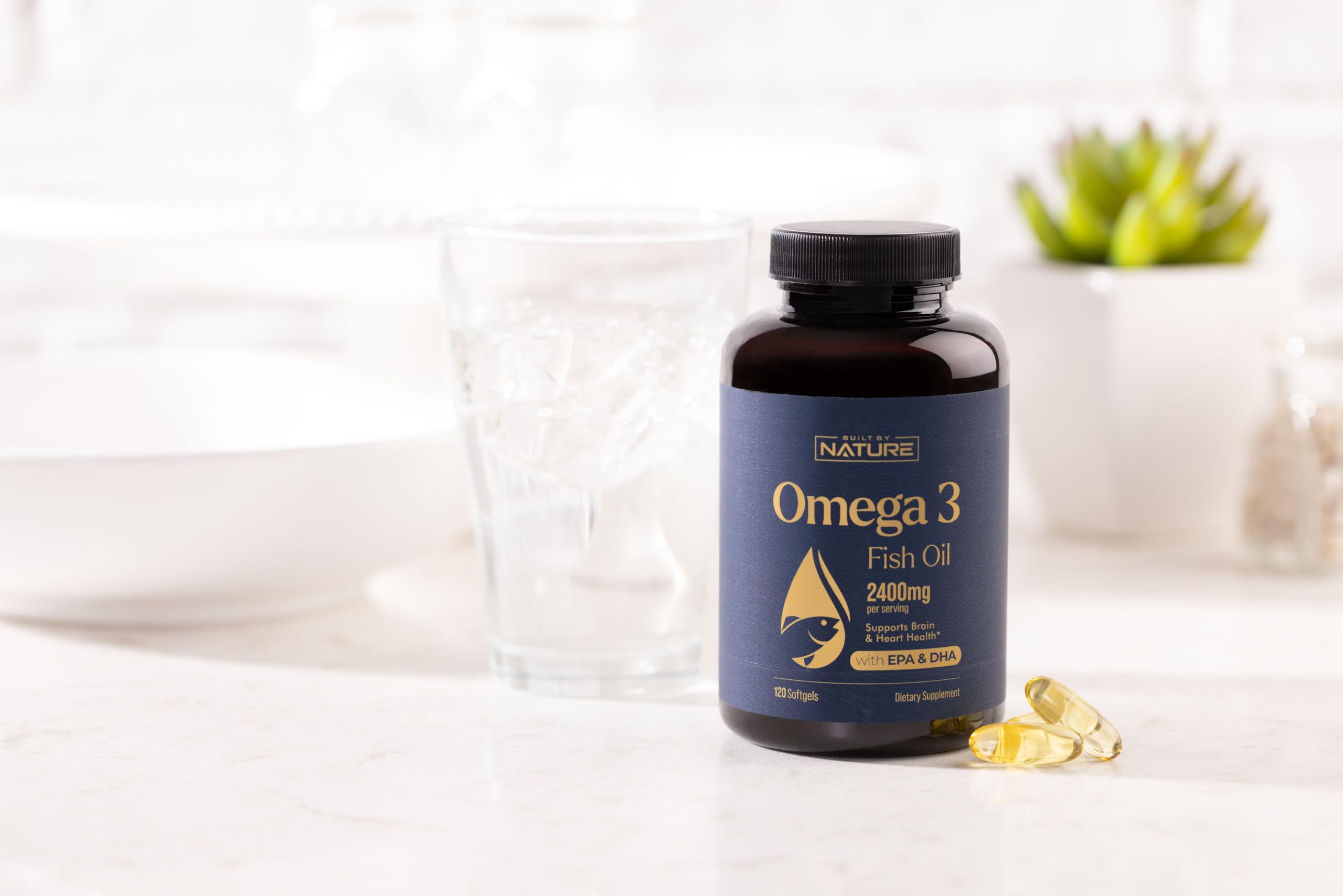 Omega 3 Fish Oil Supplement – 2400mg Fish Oil with EPA & DHA Omega-3 Fatty Acids from Sustainably Sourced Wild Caught Peruvian Anchovy - Heart & Brain Health Support - Non-GMO