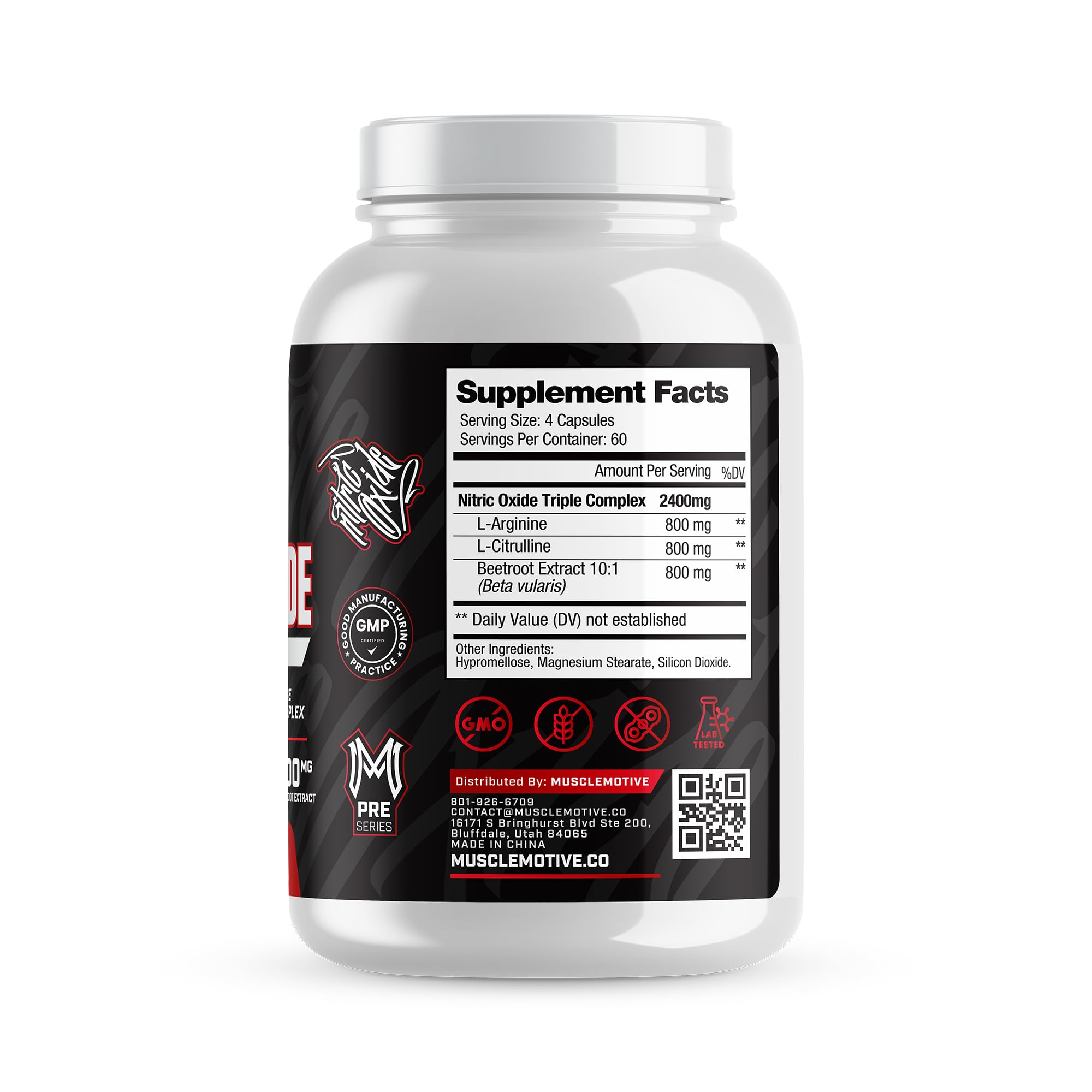 Muscle Motive Nitric Oxide Supplement 2400mg with L-Arginine, L-Citrulline and Beet Root Extract, 240 Capsules