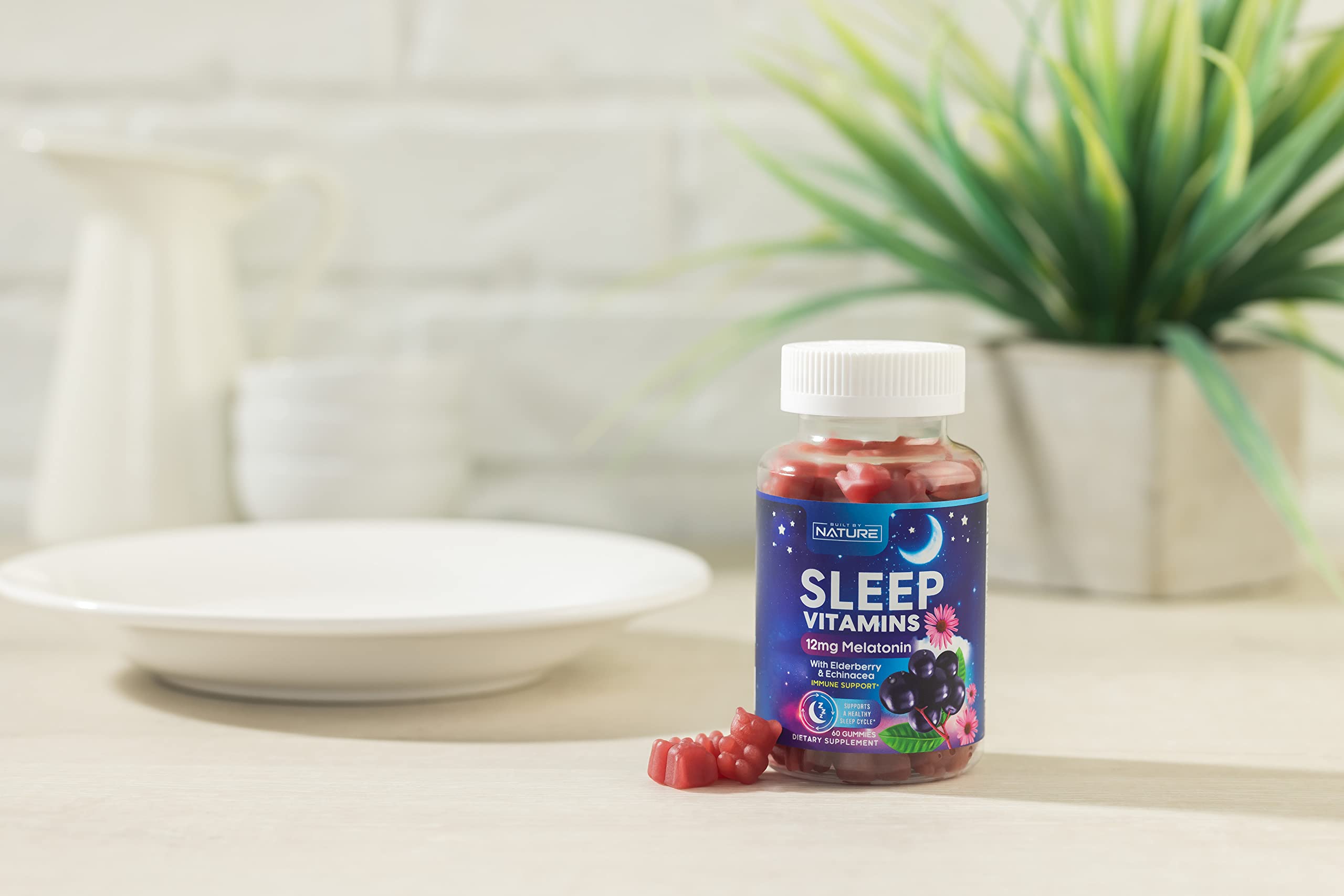 Melatonin Gummies 12mg - Max Strength Sleep Gummy with Elderberry, Zinc, Vitamin D & C for Immune Support - Drug-Free Sleep Aid - Fall Asleep Faster, Stay Asleep Longer - Berry Flavor - 60 Gummies