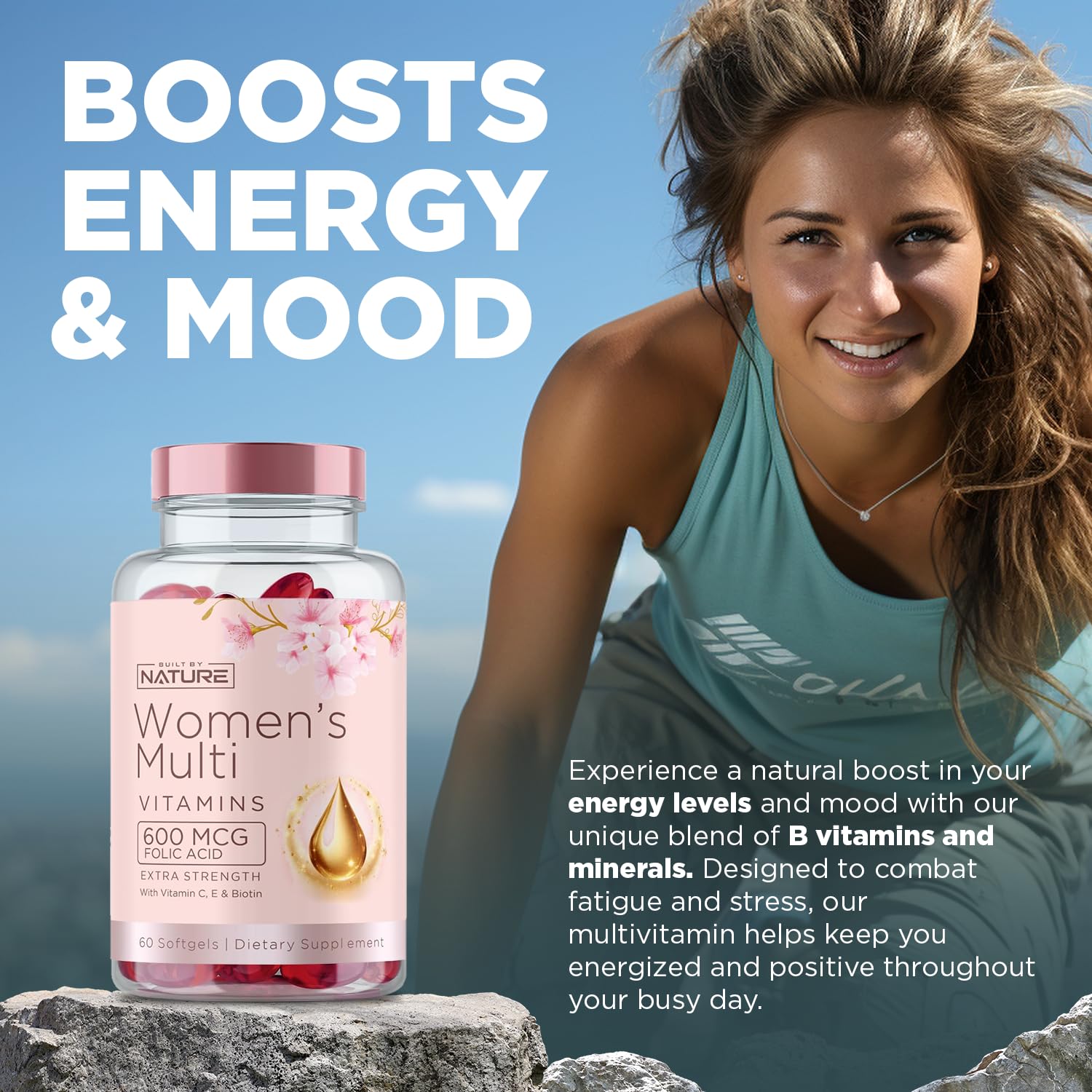 Built by Nature Vitamins for Women – Women's Complete Daily Multivitamin Supplement with A, B, C, D, E, Iron, Calcium, Magnesium and Multi Minerals – Wellness & Immune Health Support