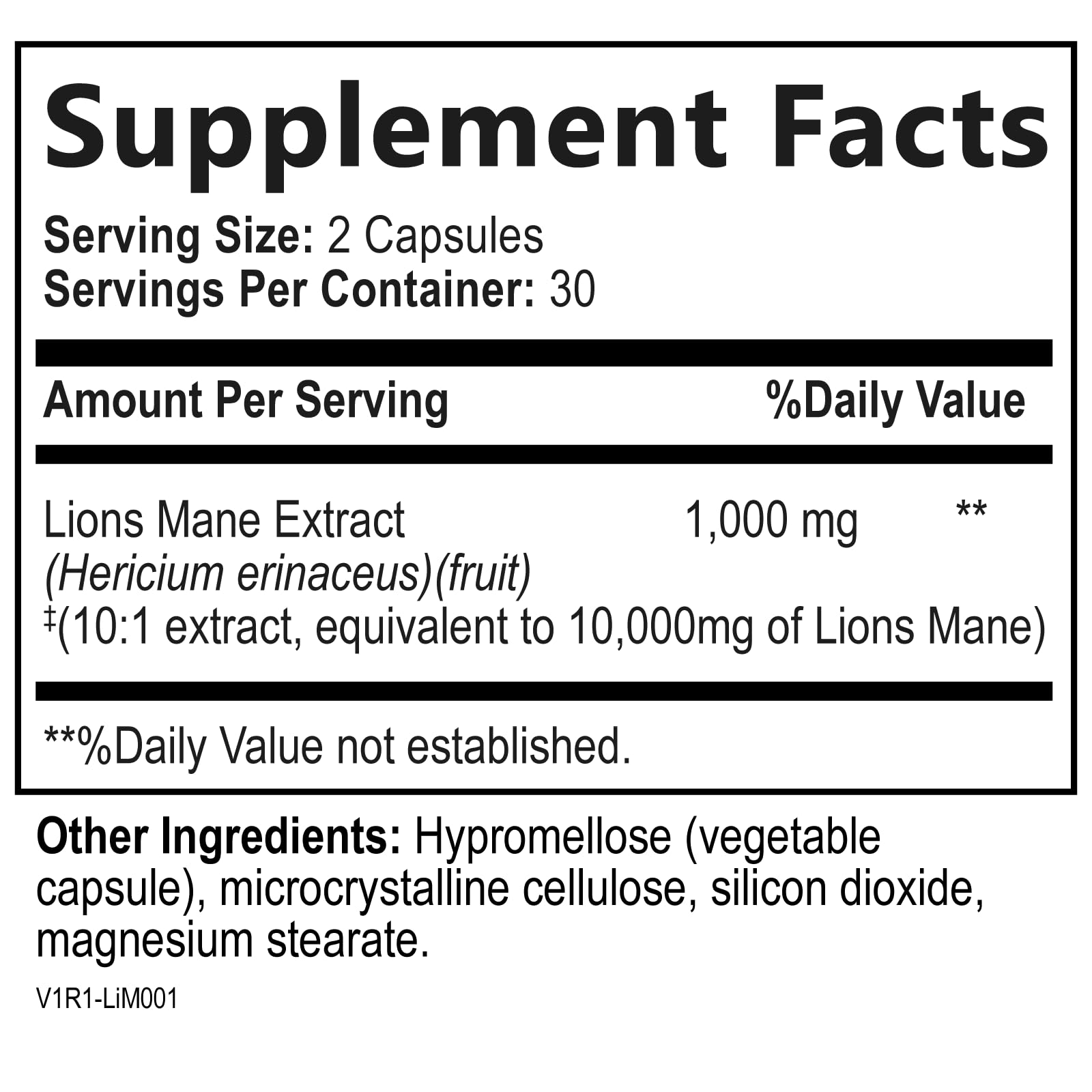 Built by Nature Lion’s Mane 10,000mg – Extra Strength Mushroom Supplement for Nootropic Brain Support – Focus, Memory and Cognitive Function – Non-GMO, Gluten-Free, Vegan - 60 Capsules