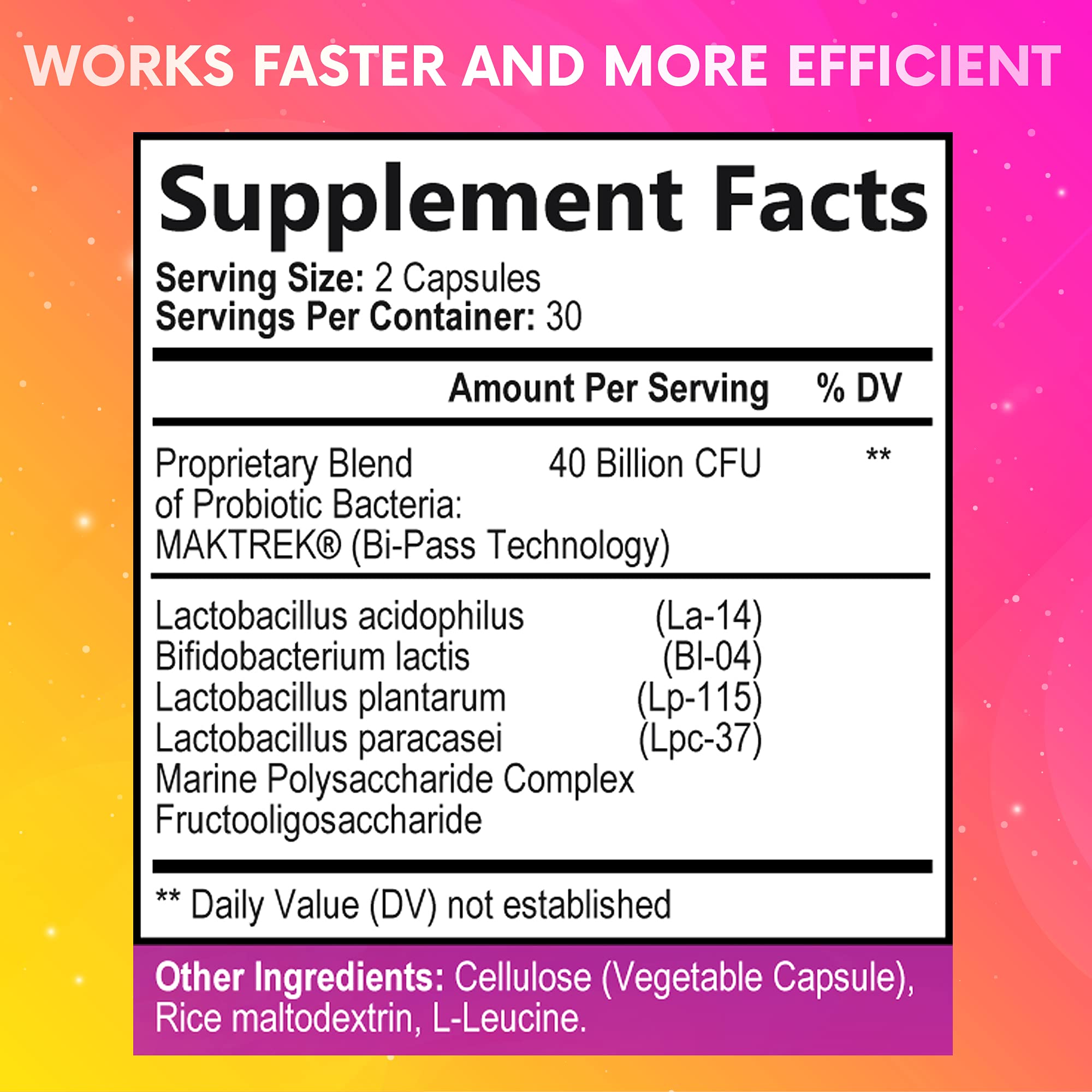 Probiotics 40 Billion CFU - 4 Diverse Strains + Prebiotic - Digestive & Gut Health - Supports Occasional Constipation, Diarrhea, Gas & Bloating - Probiotics For Women & Men - 60 Capsule