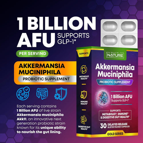 Built by Nature Akkermansia Probiotic – Akkermansia Muciniphila Supplement – Glucose Support, Weight Loss, Gut Health - Best Akkermansia Probiotics - 1 Month Supply, 30 Capsules