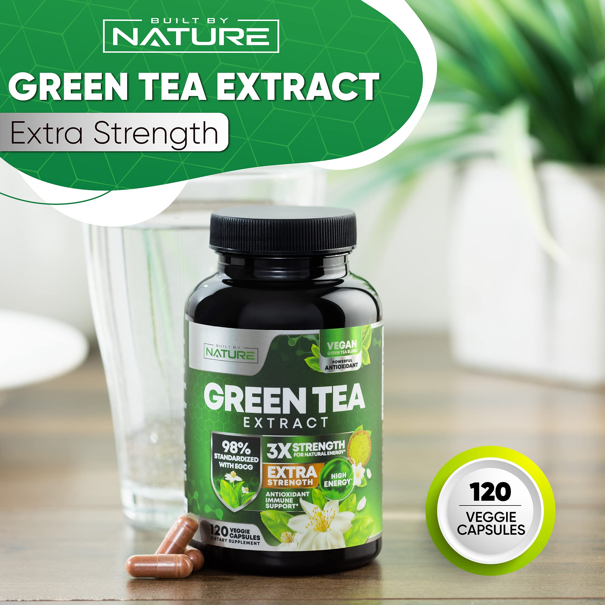 Green Tea Extract Pills with EGCG for Natural Energy, Antioxidant Supplement