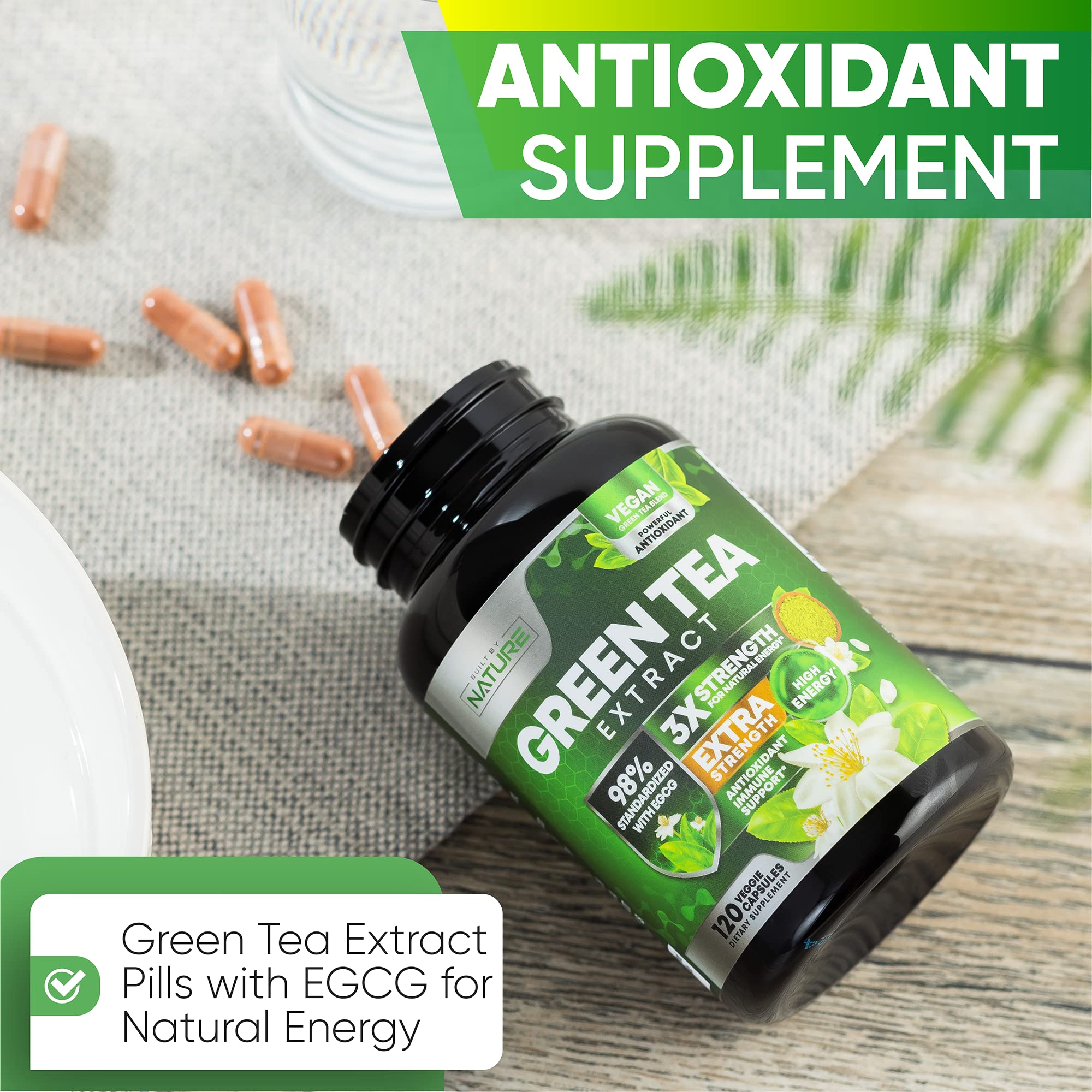 Green Tea Extract Pills with EGCG for Natural Energy, Antioxidant Supplement