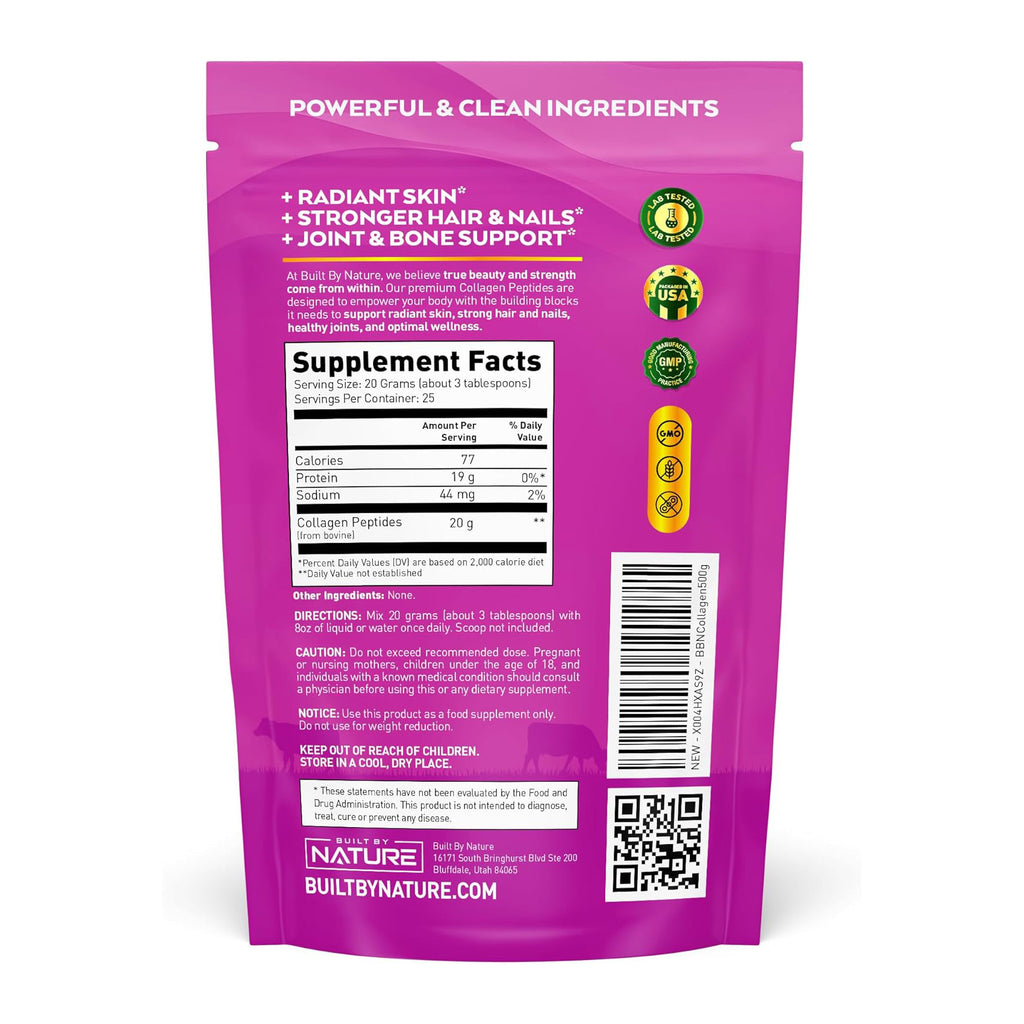 Collagen Peptides Powder - Hydrolyzed Collagen Protein for Women - Platinum Grade with No Odor or Taste, Easy Mixing - Grass Fed, Non-GMO - Hair, Skin, Nails Supplement - Unflavored, 500 Grams