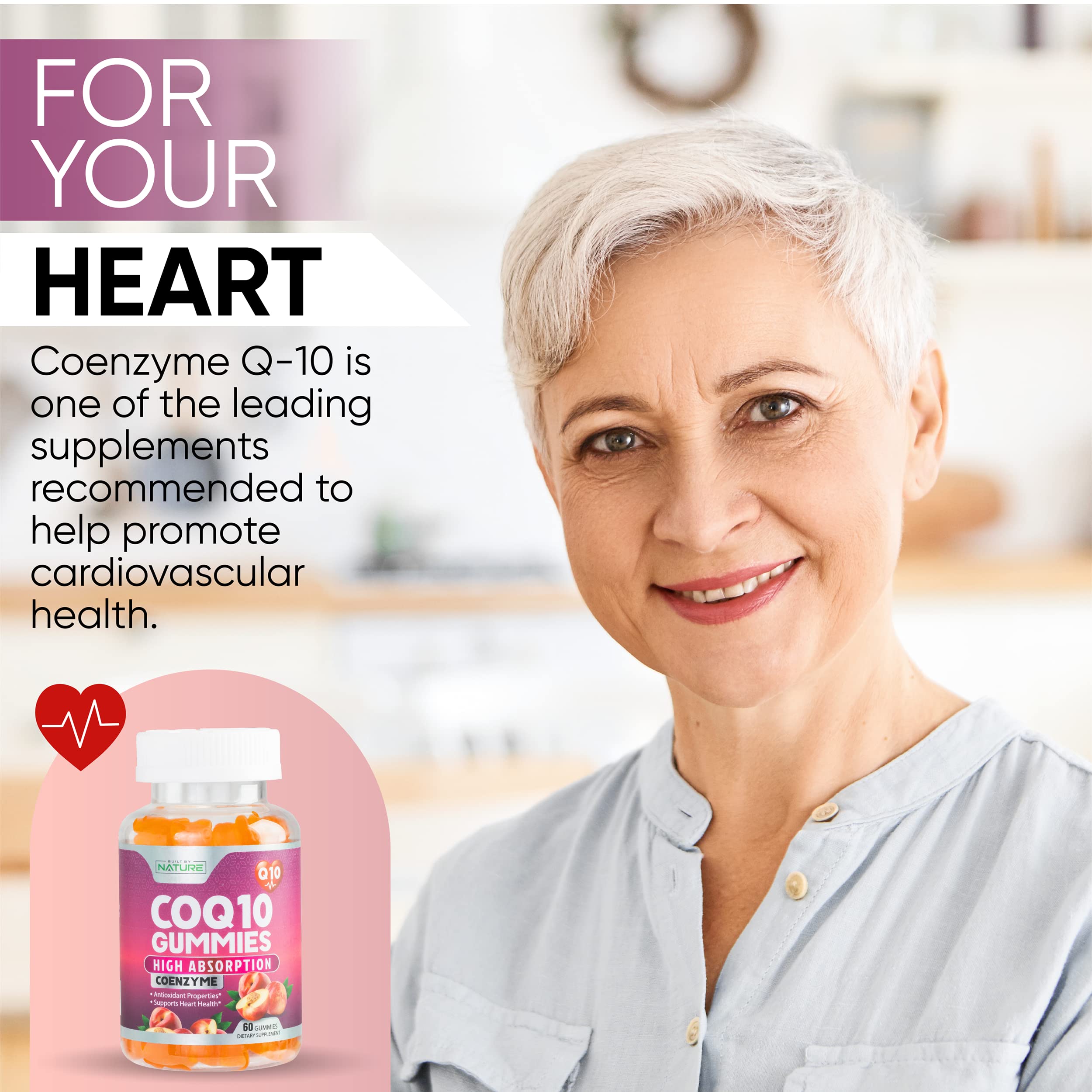 CoQ10 100mg Gummies, High Absorption Coenzyme Q10 Gummy, Heart Health & Energy Production Support, Rapid Release Antioxidant Supplement - Gluten Free, Naturally Fermented, 60 Count – 1 Month Supply