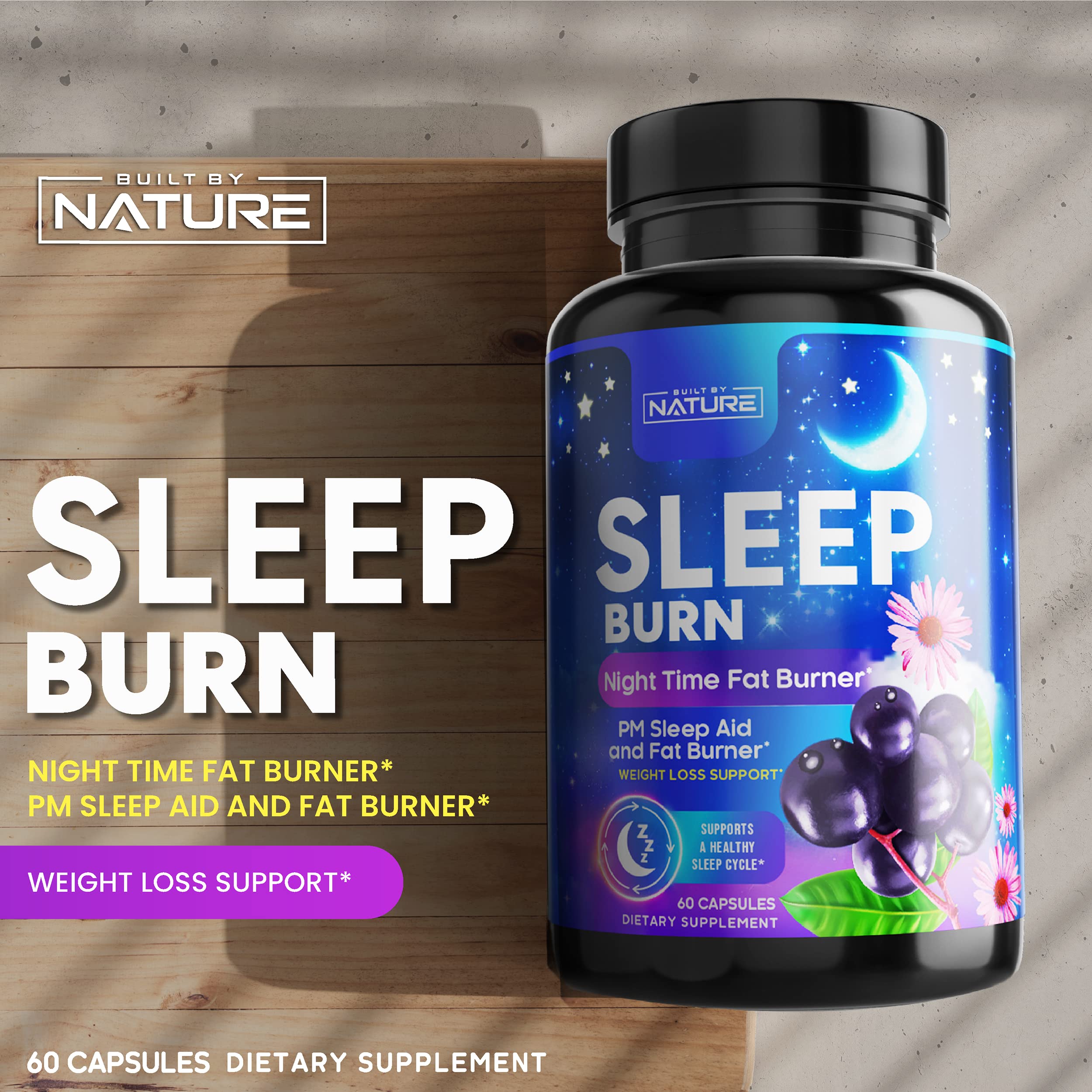 Night Time Fat Burner - Sleep Burn Fast Weight Loss, Appetite Suppressant, Metabolism Booster and Sleep Support - Carb Blocker and Belly Fat Reducer - Green Coffee Bean, Ashwagandha - 60 Capsules