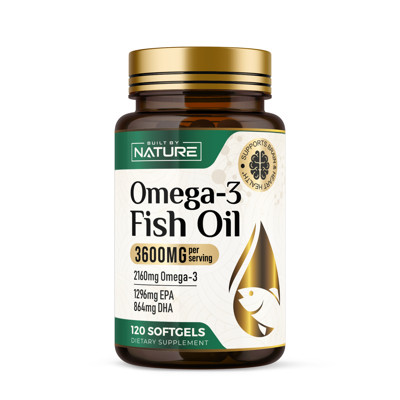 Omega 3 Fish Oil Supplement – 3600mg Fish Oil with EPA & DHA Omega-3 Fatty Acids from Sustainably Sourced Wild Caught Sardines - Heart & Brain Health Support - Non-GMO