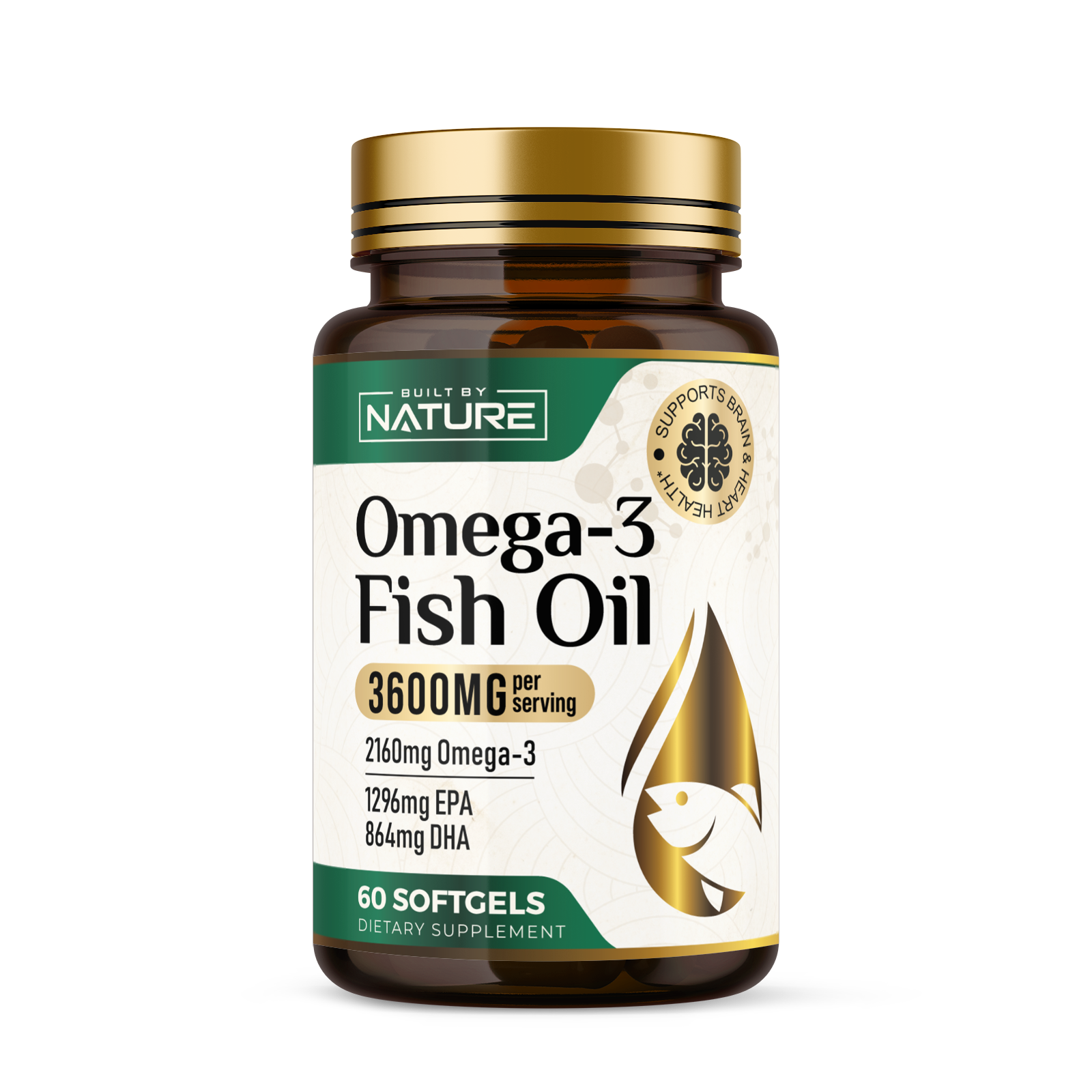 Omega 3 Fish Oil Supplement – 3600mg Fish Oil with EPA & DHA Omega-3 Fatty Acids from Sustainably Sourced Wild Caught Sardines - Heart & Brain Health Support - Non-GMO