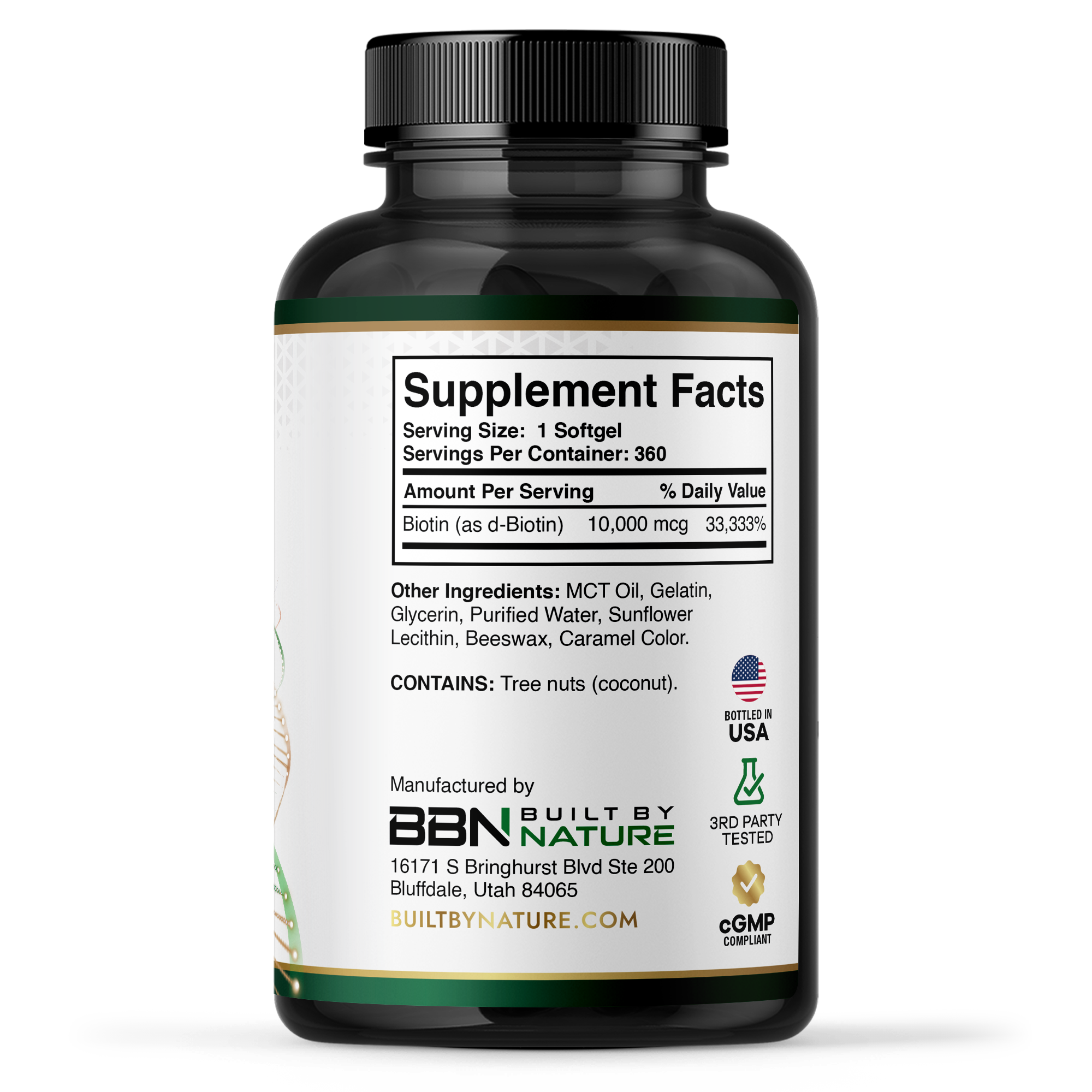 Built by Nature Biotin 10,000 mcg – Biotin for Hair Growth Women – High Potency Vitamin B7 Supplement – Vitamins for Hair, Skin & Nails – 360 Softgels