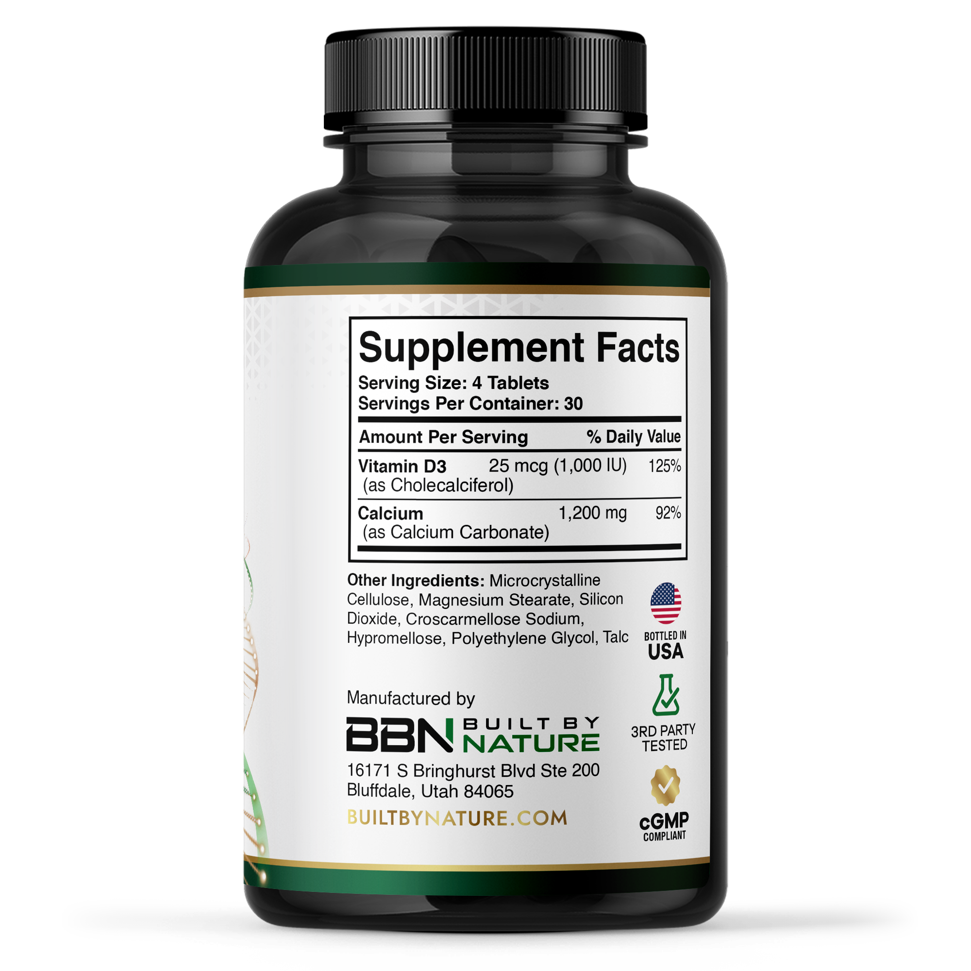 Built By Nature Calcium Supplement for Women – Calcium 1200mg with Vitamin D3 – Bone & Immune Support – Easier to Swallow Calcium Supplements with Vitamin D – 120 Tablets