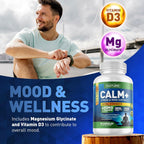 Built by Nature Calm+ Relaxation & Focus – Stress, Cortisol & Mood Support – Calm Supplement with L-Theanine, Ashwagandha, Magnesium Glycinate, Vitamin D3 – 90 Capsules