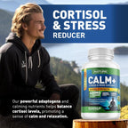Built by Nature Calm+ Relaxation & Focus – Stress, Cortisol & Mood Support – Calm Supplement with L-Theanine, Ashwagandha, Magnesium Glycinate, Vitamin D3 – 90 Capsules