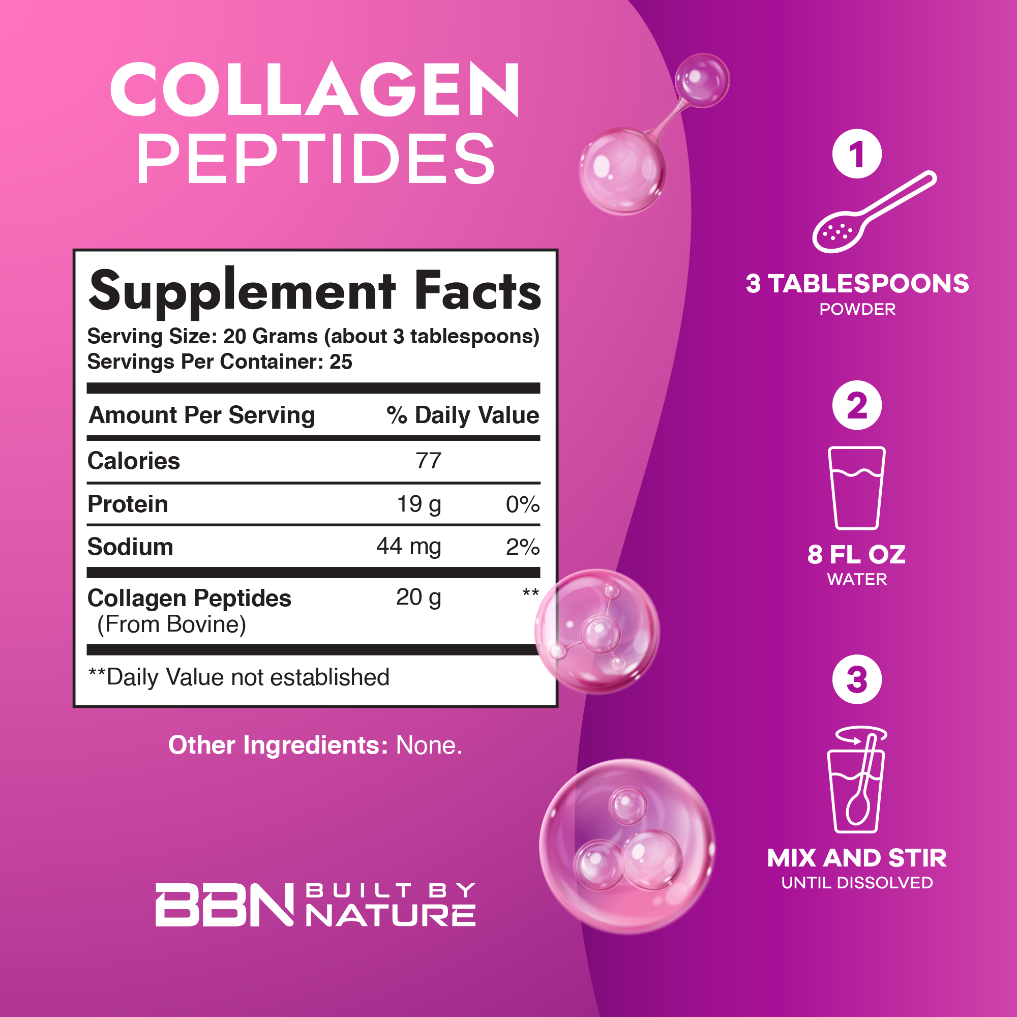 Collagen Peptides Powder - Hydrolyzed Collagen Protein for Women - Platinum Grade with No Odor or Taste, Easy Mixing - Grass Fed, Non-GMO - Hair, Skin, Nails Supplement - Unflavored, 500 Grams