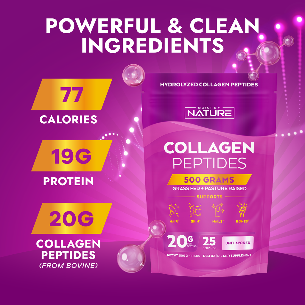 Collagen Peptides Powder - Hydrolyzed Collagen Protein for Women - Platinum Grade with No Odor or Taste, Easy Mixing - Grass Fed, Non-GMO - Hair, Skin, Nails Supplement - Unflavored, 500 Grams
