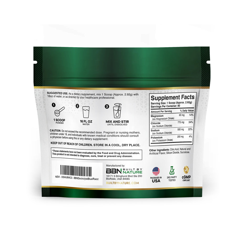 Built by Nature Electrolytes Powder – Hydration & Electrolyte Drink Mix – Sugar Free Electrolytes Powder for Hydration, Energy & Recovery – Blue Razz Flavor, 90 Servings