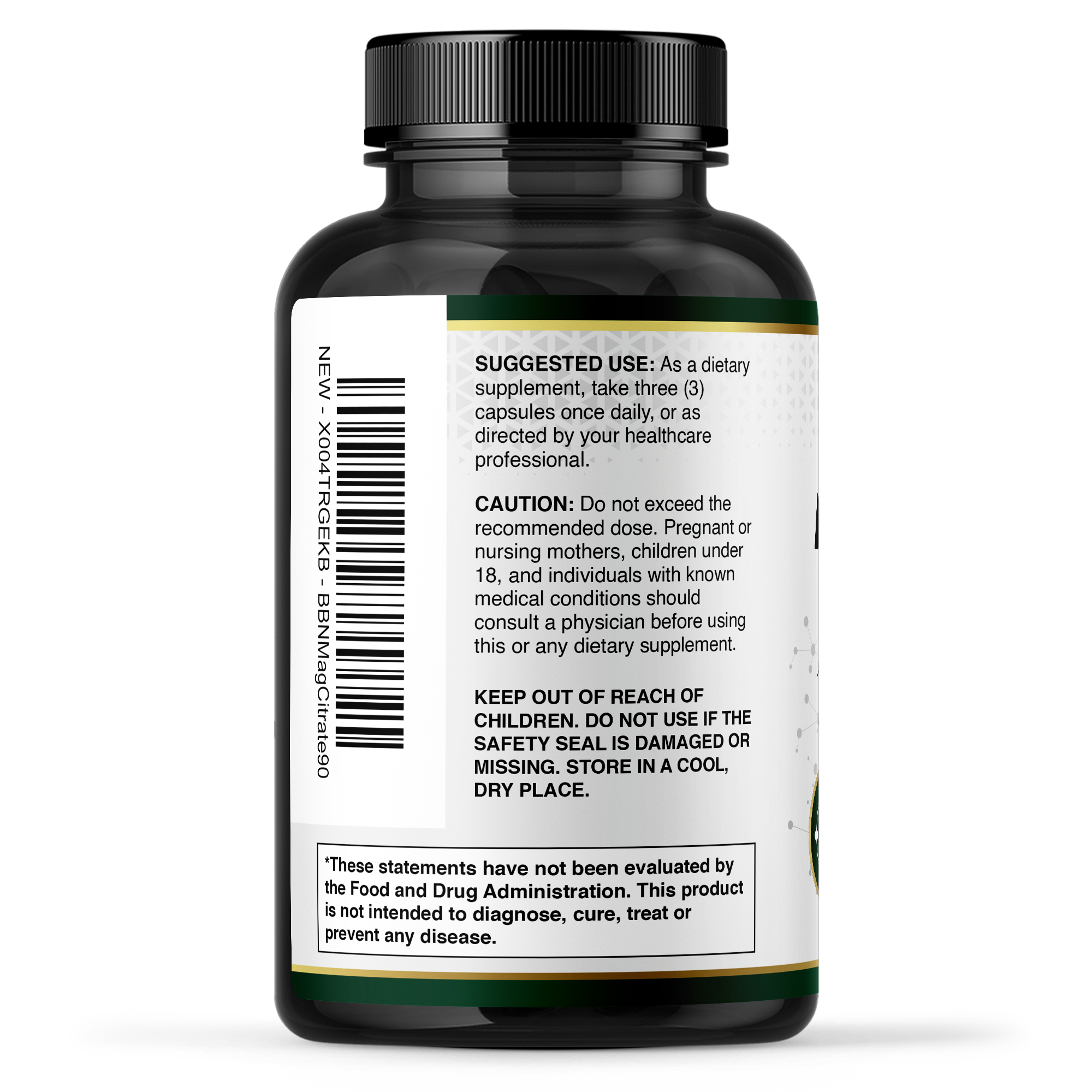Built By Nature Magnesium Citrate 300mg – High Absorption Magnesium Supplement – Citrato de Magnesio Capsules for Constipation Relief, Heart & Muscle Support – 90 Capsules