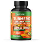Built by Nature Turmeric Curcumin 2250mg – 95% Curcuminoids with Ginger & Black Pepper for High Absorption – Extra Strength Joint Support – Non-GMO, Vegan - 90 Capsules