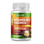 Built by Nature Vitamin B12 1000 mcg Methylcobalamin - Extra Strength Fast Dissolve Soft Gels for Energy Metabolism & Nervous System Health - Non GMO -1 Year Supply - 360 Softgels