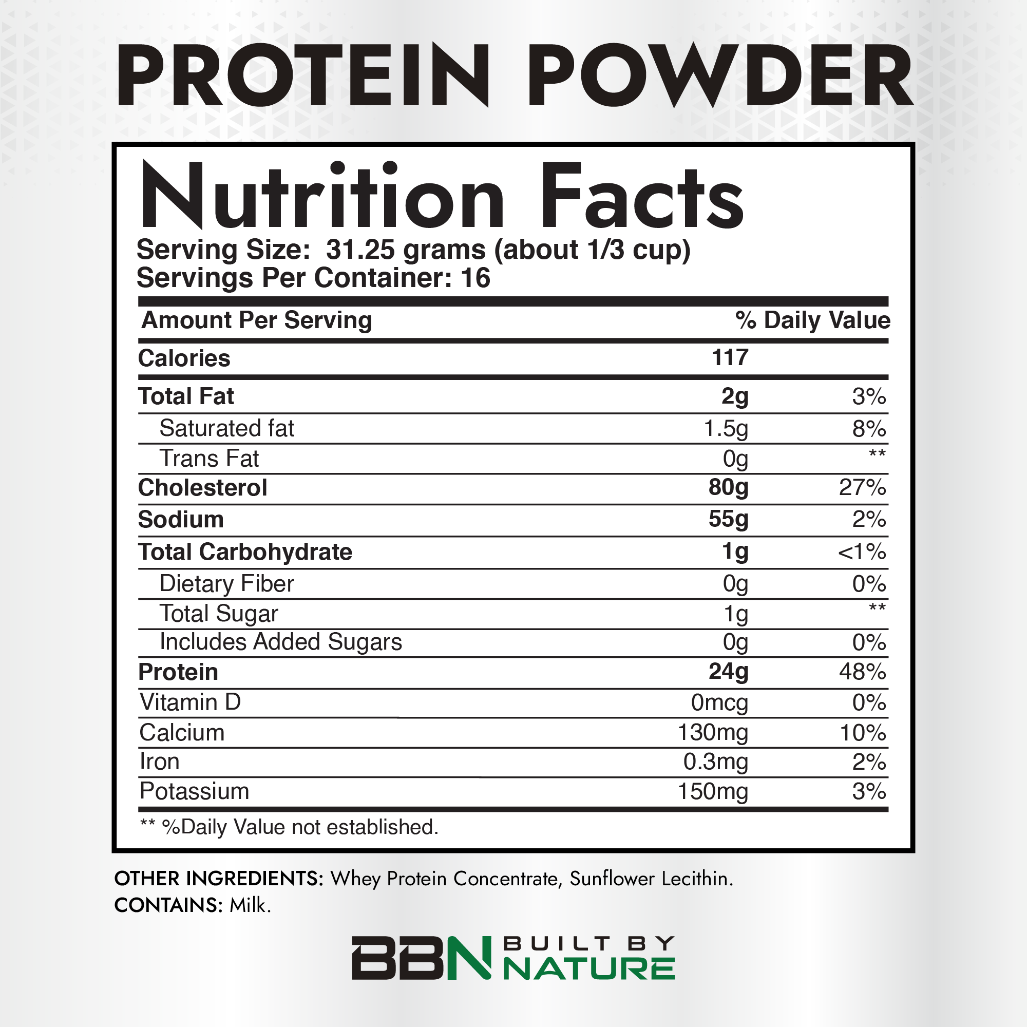 Unflavored Whey Protein Powder