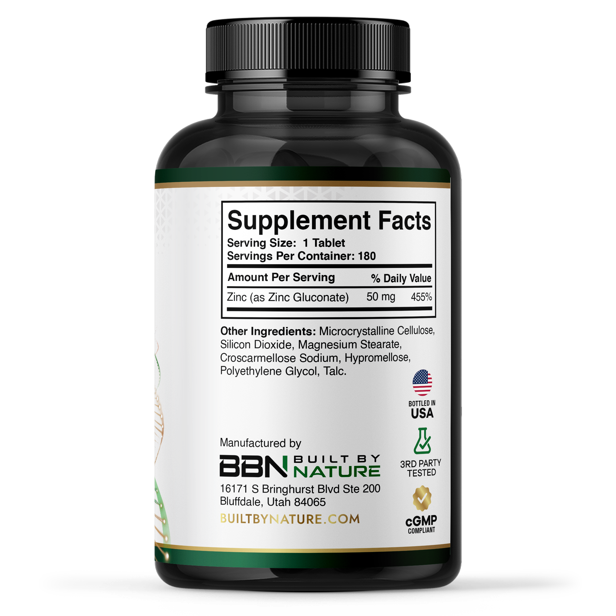 Built By Nature Zinc 50 mg – Zinc Gluconate for Highly-Absorbable Immune & Antioxidant Support – Promotes Skin, Eye & Immune Health – Non-GMO, Gluten-Free – 180 Tablets