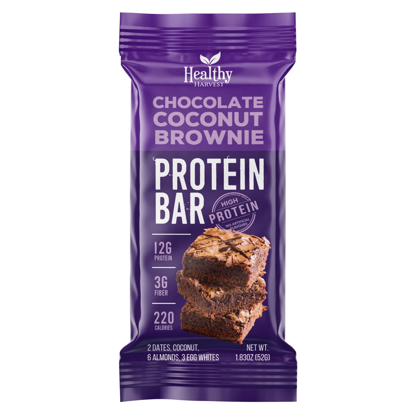 Chocolate Brownie Protein Bar, Healthy Real Whole Food High Protein Snack Made with 6 Simple Clean Natural Ingredients, Gluten, Dairy, Soy and B.S. Free, No Sugar Added, 6 Bars