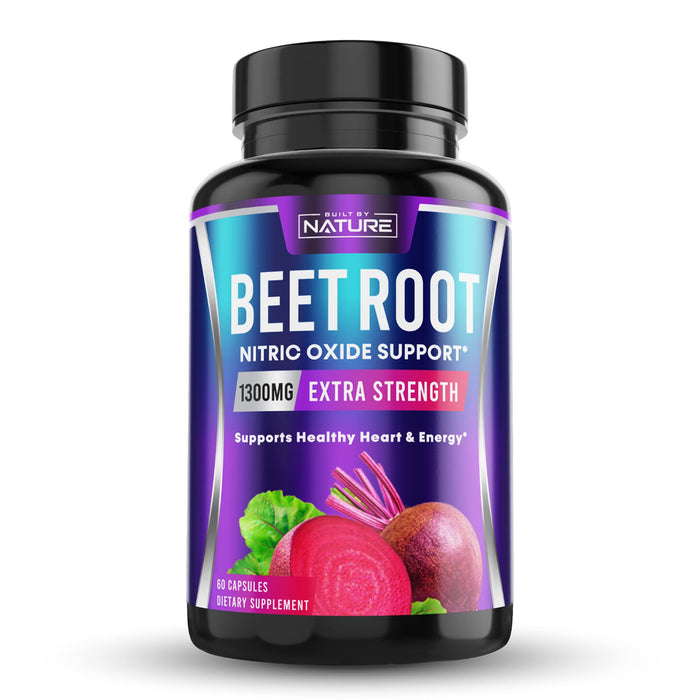 Beetroot Supplement Capsules for Nitric Oxide Booster - Rich in Nitrates - Organic Beet Root for Natural Energy & Peformance - 60 Capsules