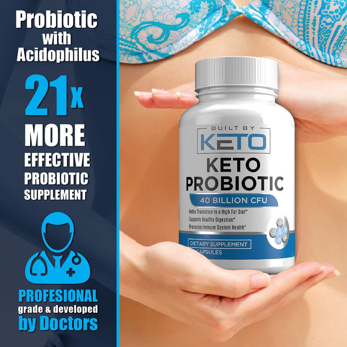 Keto Probiotics with Prebiotic - Digestive & Gut Health - Supports Occasional Constipation, Diarrhea, Gas & Bloating - Probiotics for Women & Men - Ketogenic Diet Probiotic - 60 Capsules
