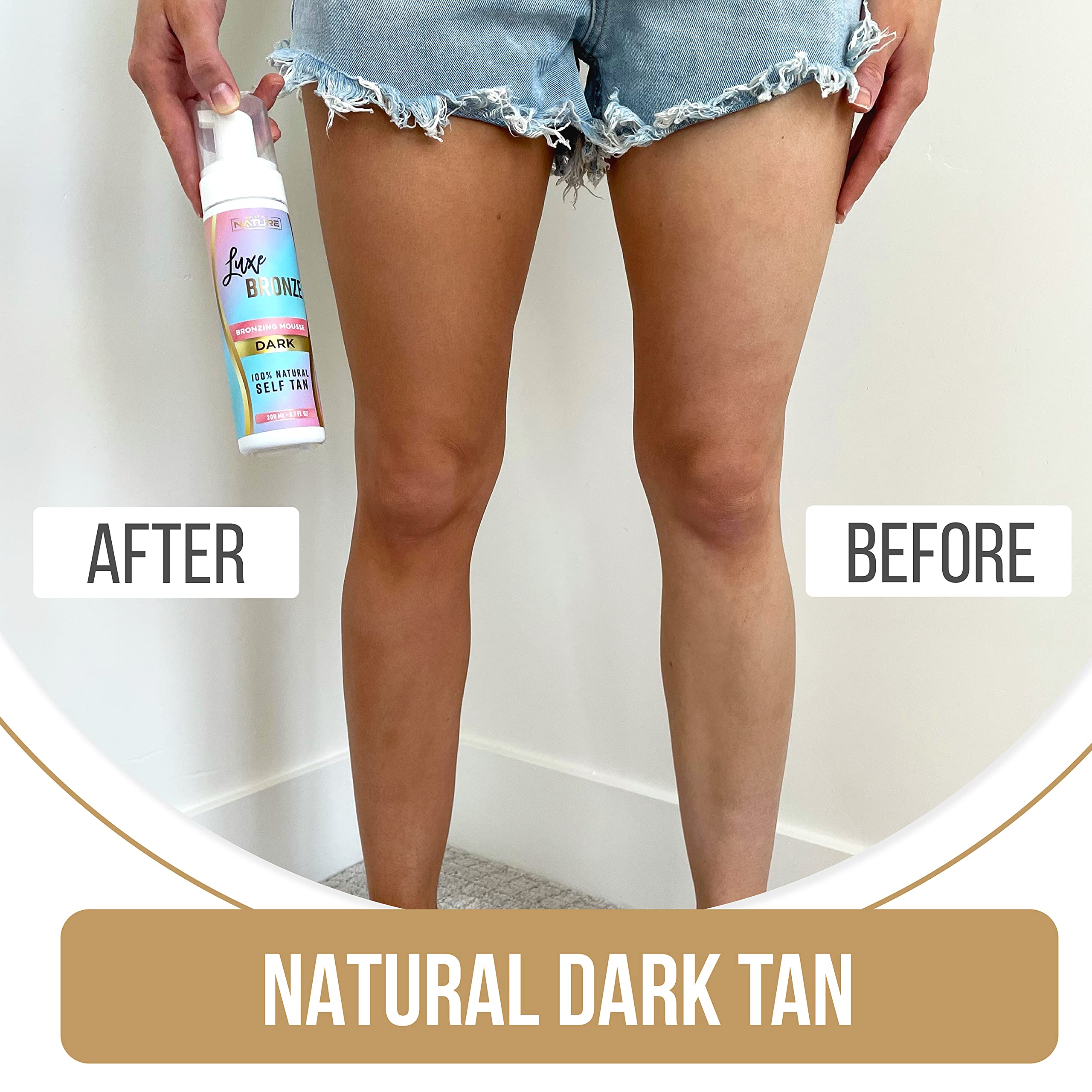 Self Tanner Dark Mousse - Fast-Acting, Anti-Cellulite, Natural Glow, Enriched with Aloe Vera & Coconut, Streak-Free & Trusted Tan, No Fake Tan Smell, Vegan & Cruelty-Free Self Tanning, 6.7 Fl Oz