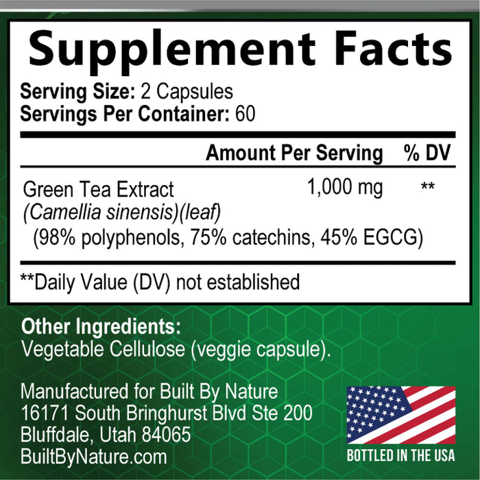 Green Tea Extract Pills with EGCG for Natural Energy, Antioxidant Supplement