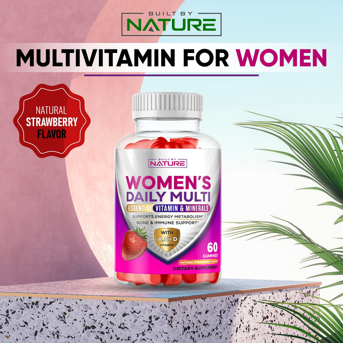 Multivitamin Gummies - Womens Daily Gummy Multivitamins for Adults with Vitamins A, C, E, B6, B12, and Minerals - Natural Multi Vitamin Supplement, Non-GMO, Berry Flavor - 60 Gummies