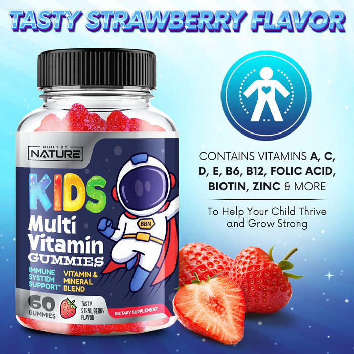 Kids Multivitamin Gummies - Daily Kids Vitamin Gummy Multivitamins for Children with Vitamins A, C, E, B6, B12, and Minerals - Natural Multi Vitamin Supplement, Non-GMO, Berry Flavor - 60 Gummies